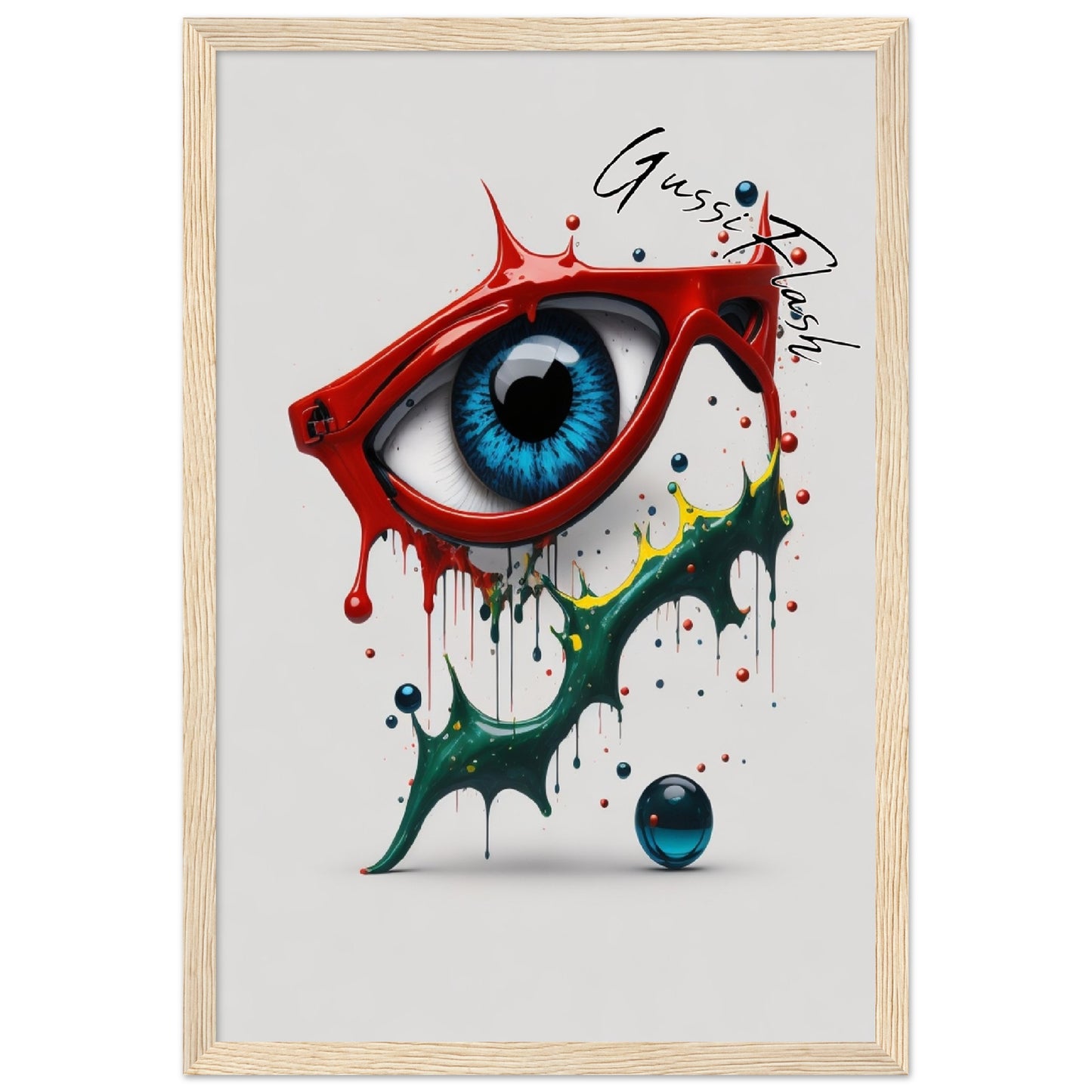 GussiFlash Premium-Poster aus mattem Papier mit Holzrahmen