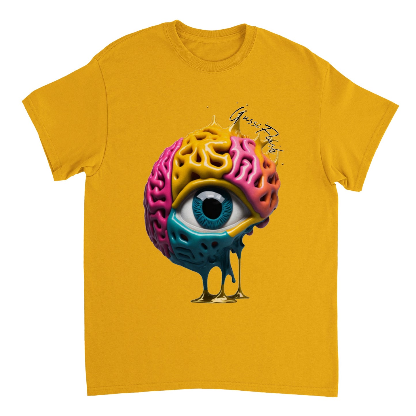 Schweres Unisex T-Shirt mit Rundhalsausschnitt und Gussiflash Logo