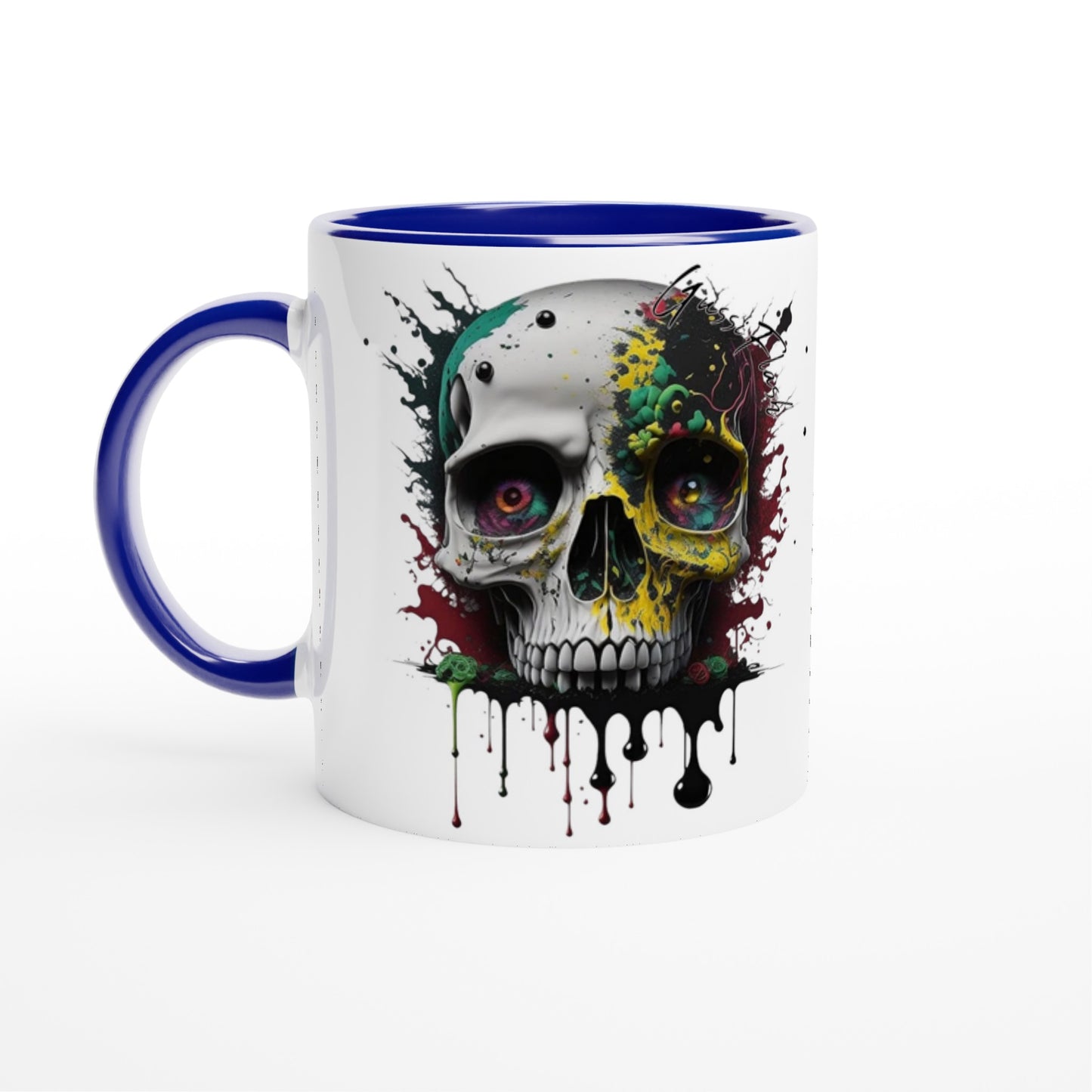 Weiße Keramiktasse Farbe an der Innenseite