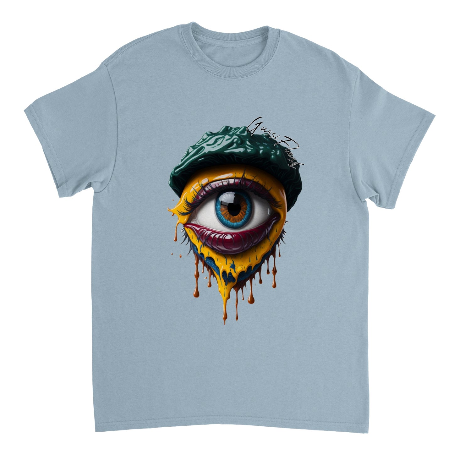 Schweres Unisex T-Shirt mit Rundhalsausschnitt und Gussiflash Logo