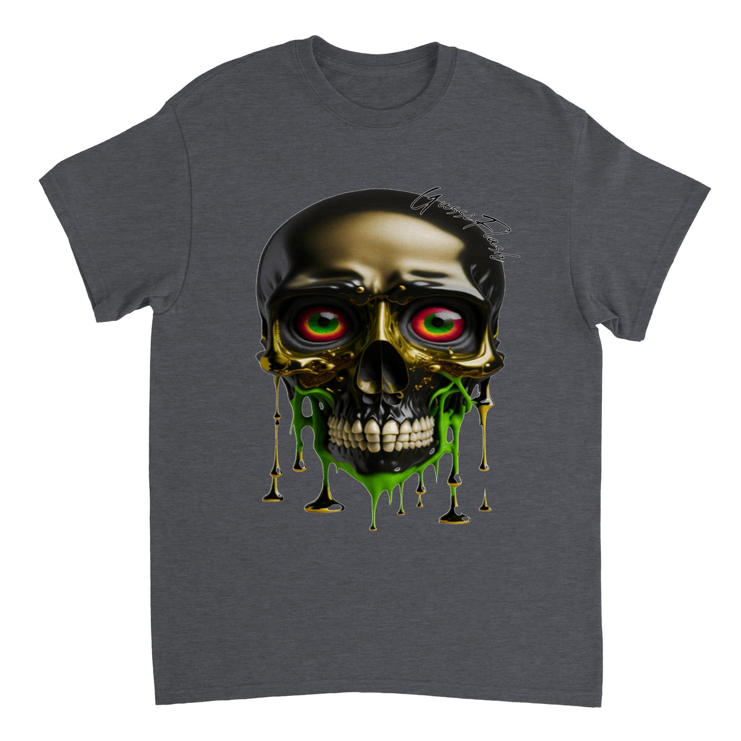 Schweres Unisex T-Shirt mit GussiFlash Skull