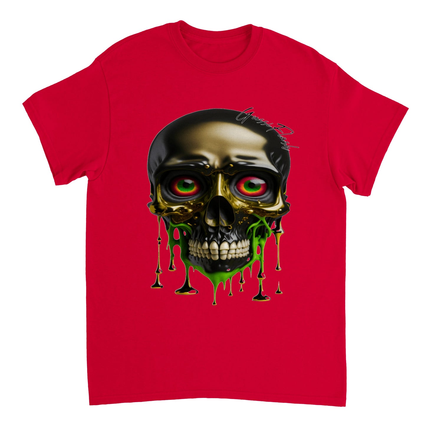 Schweres Unisex T-Shirt mit GussiFlash Skull