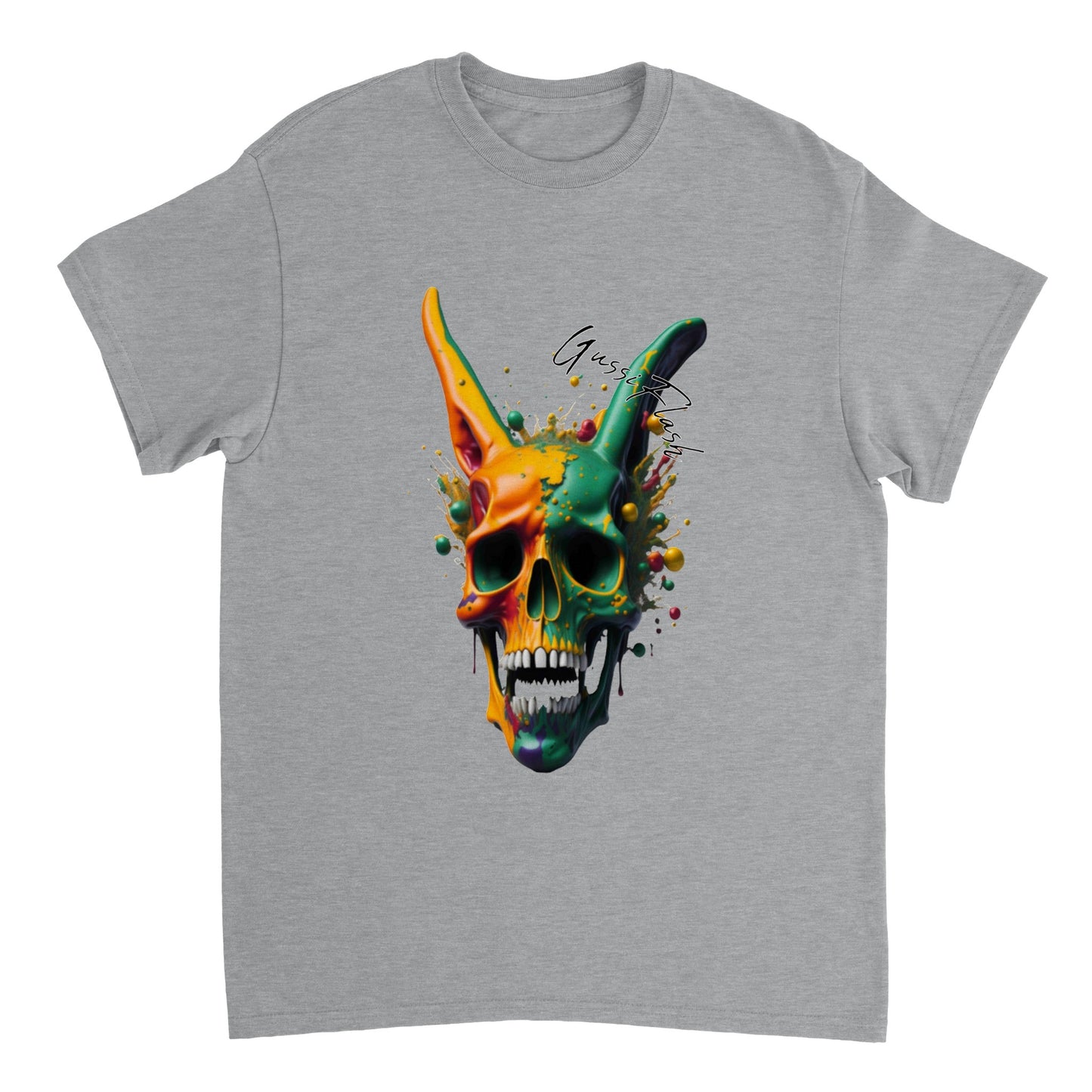 Schweres Unisex T-Shirt mit GussiFlash Skull