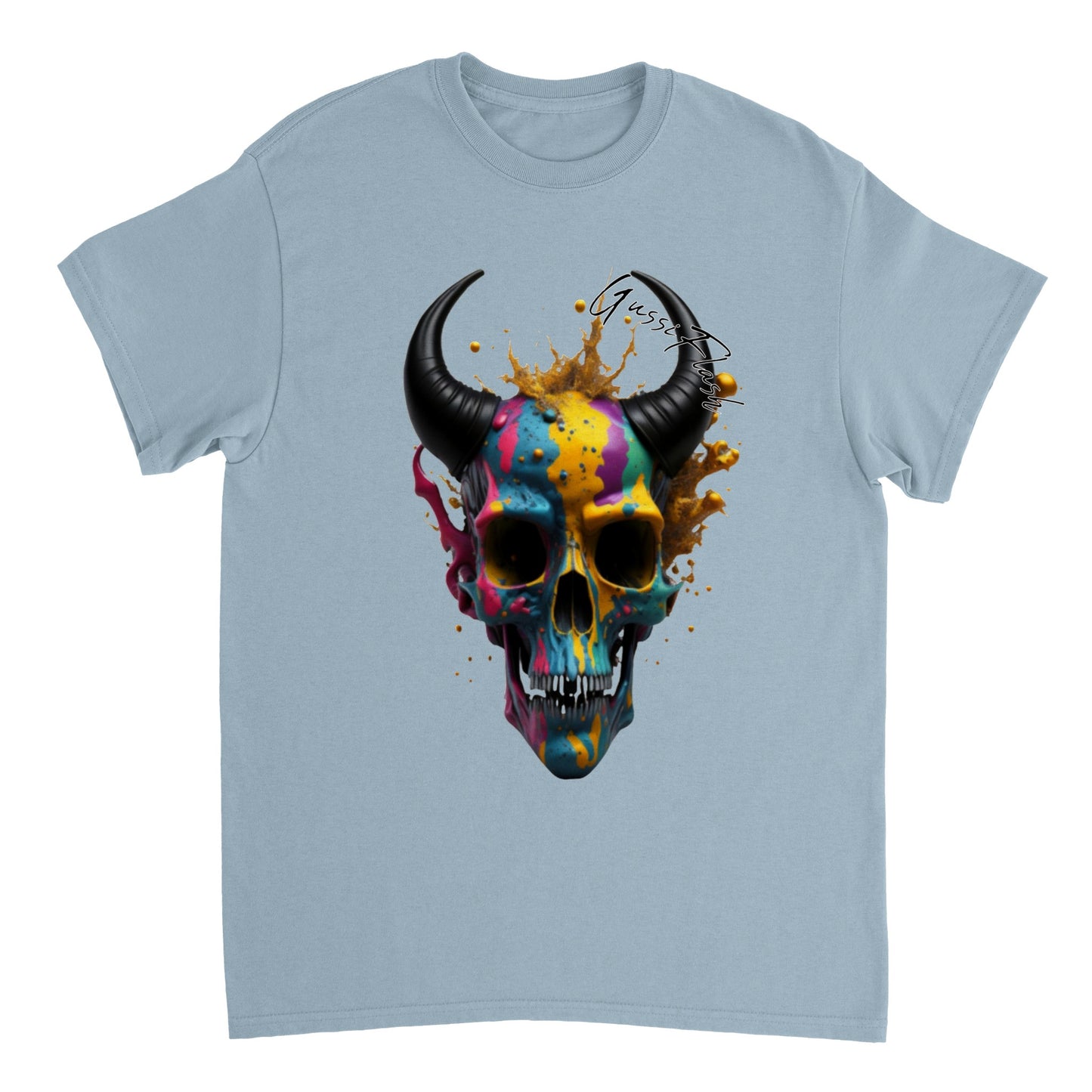 Schweres Unisex T-Shirt mit GussiFlash Skull