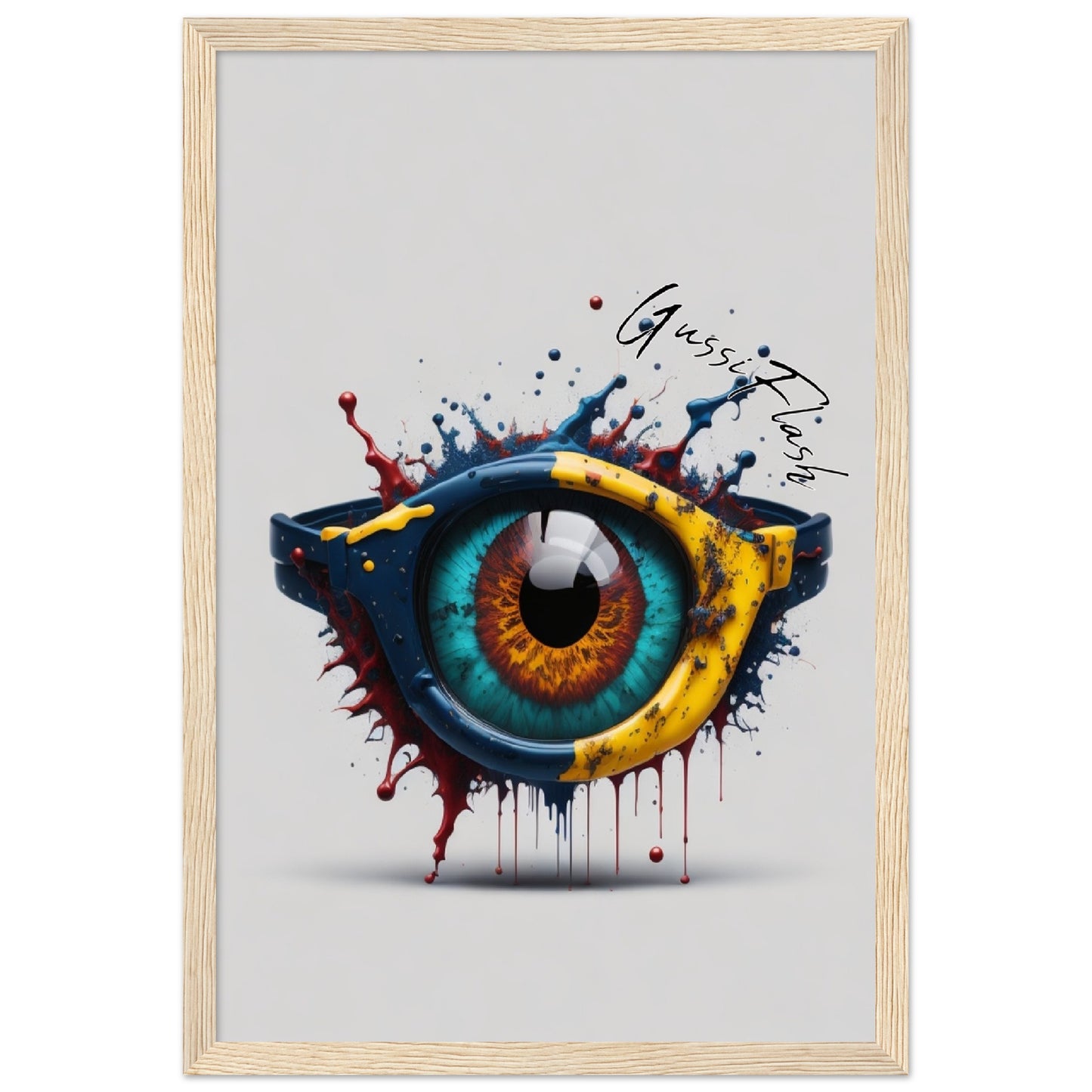 GussiFlash Premium-Poster aus mattem Papier mit Holzrahmen
