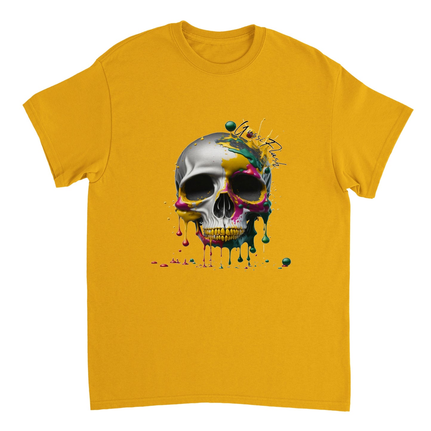 Schweres Unisex T-Shirt mit GussiFlash Skull