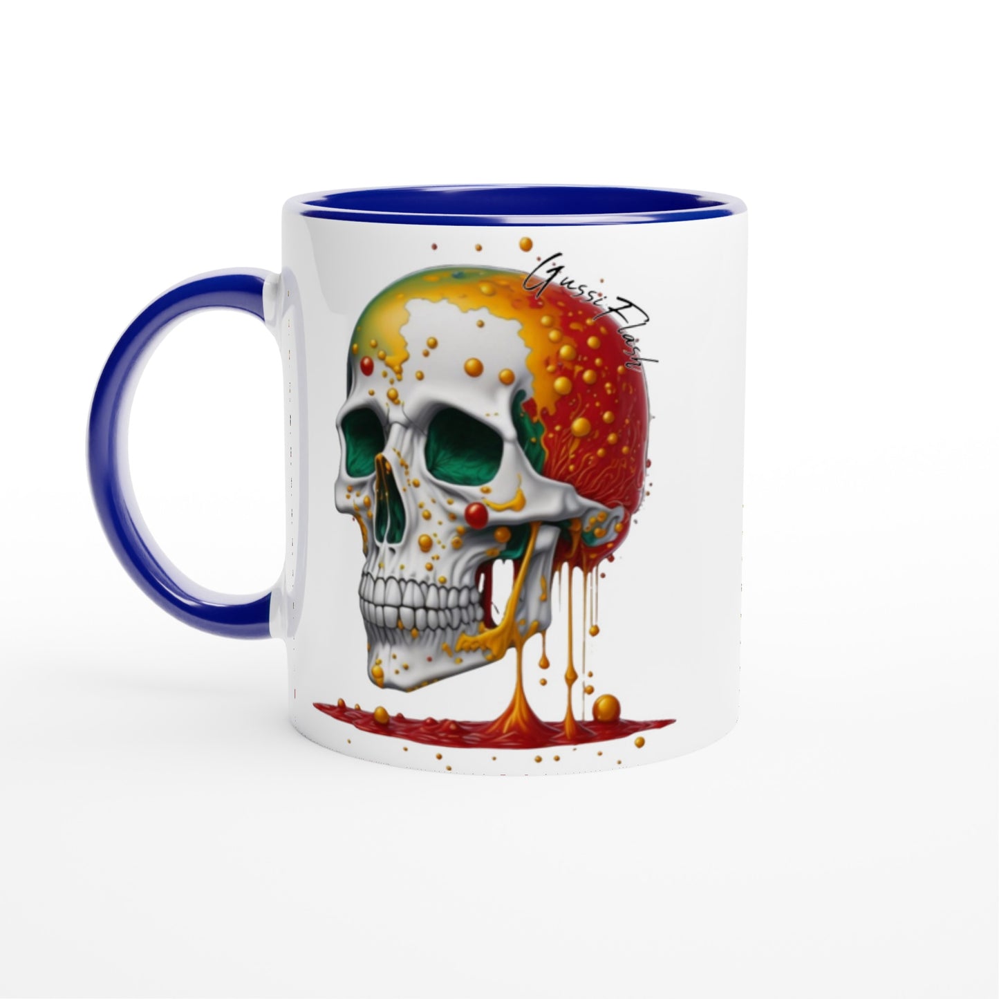 Weiße Keramiktasse Farbe an der Innenseite
