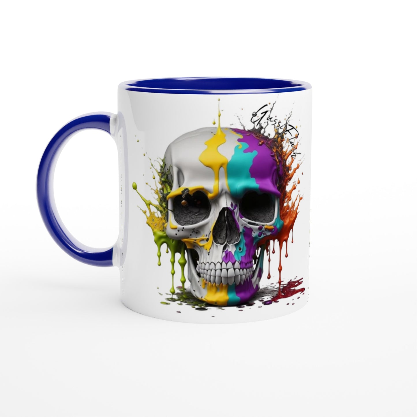 Weiße Keramiktasse Farbe an der Innenseite