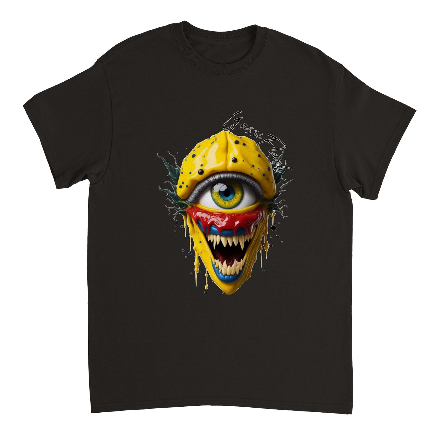 Schweres Unisex T-Shirt mit Rundhalsausschnitt und Gussiflash Logo