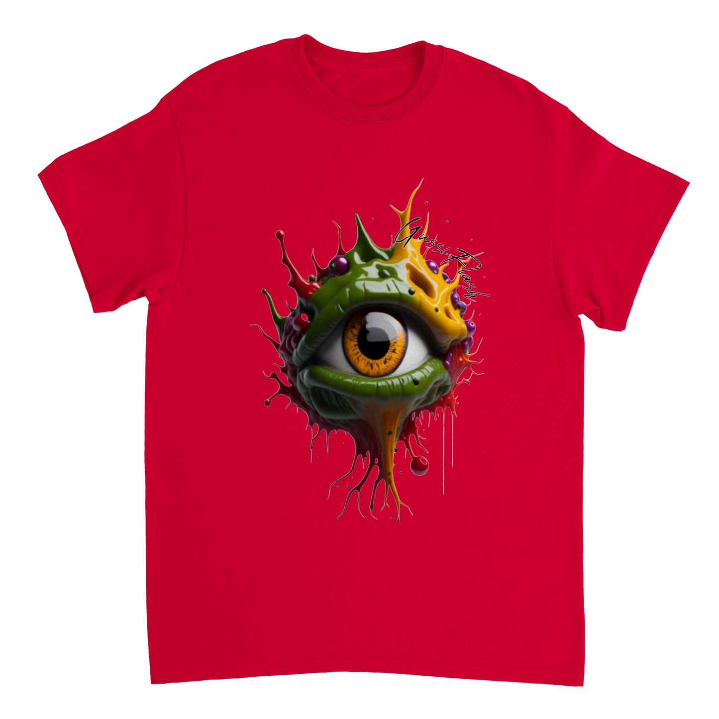 Schweres Unisex T-Shirt mit Rundhalsausschnitt und Gussiflash Logo
