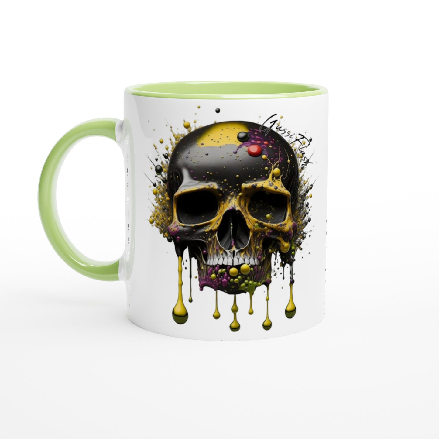 Weiße Keramiktasse Farbe an der Innenseite