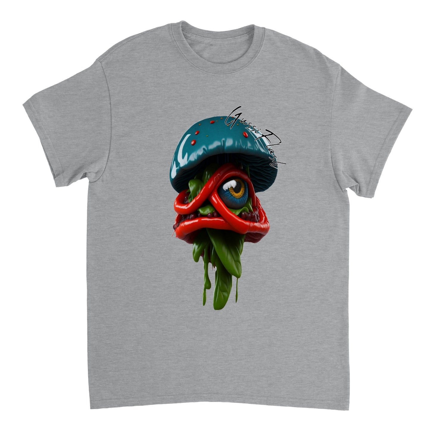Schweres Unisex T-Shirt mit Rundhalsausschnitt und Gussiflash Logo