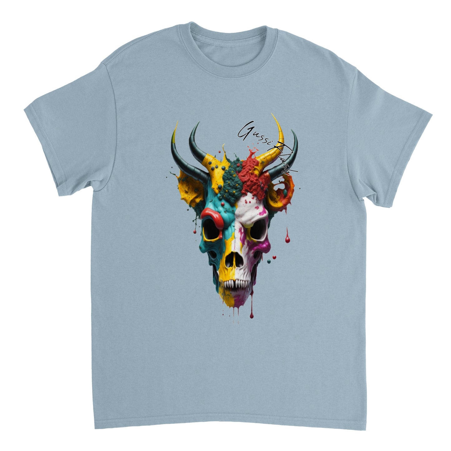 Schweres Unisex T-Shirt mit GussiFlash Skull