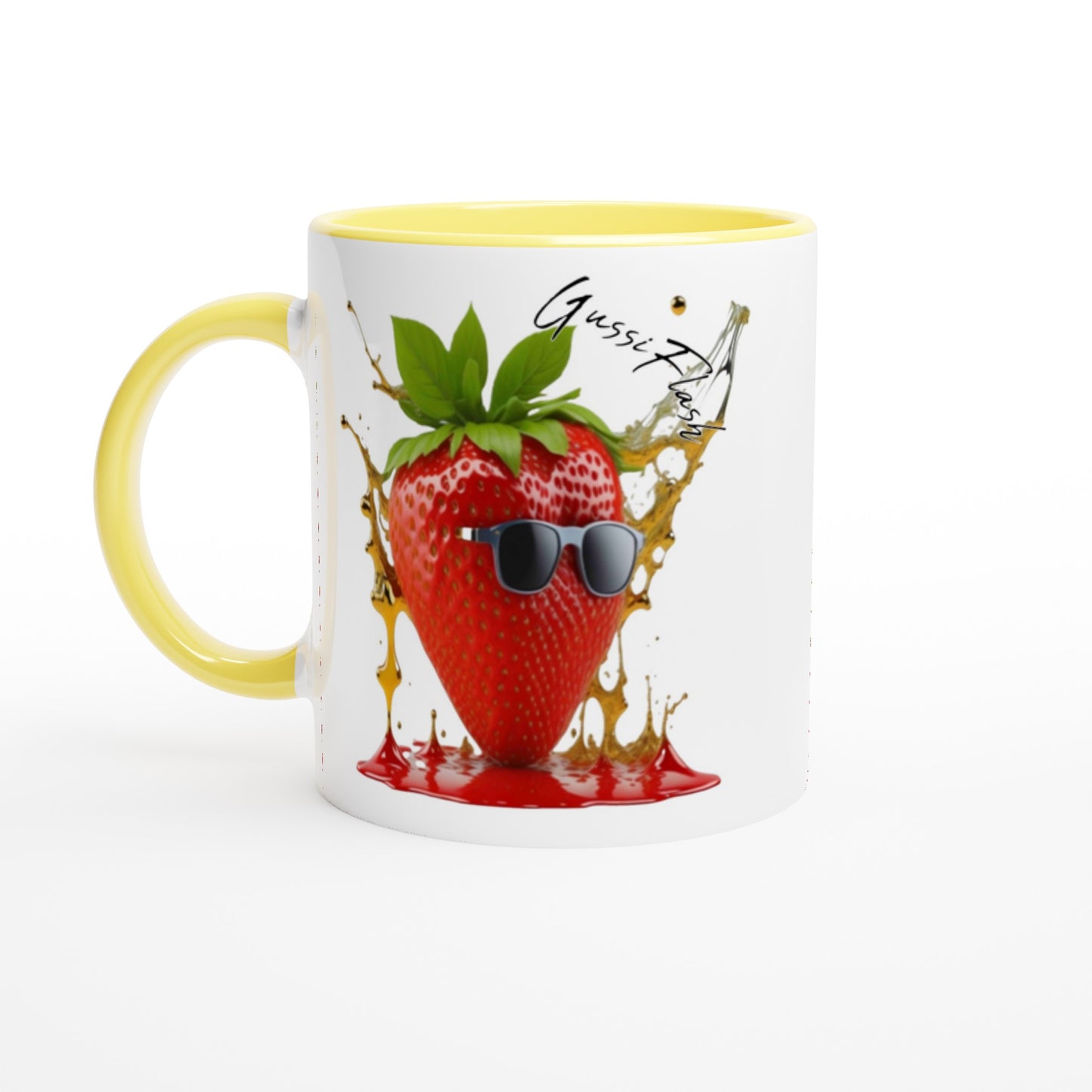 Weiße Keramiktasse Farbe an der Innenseite