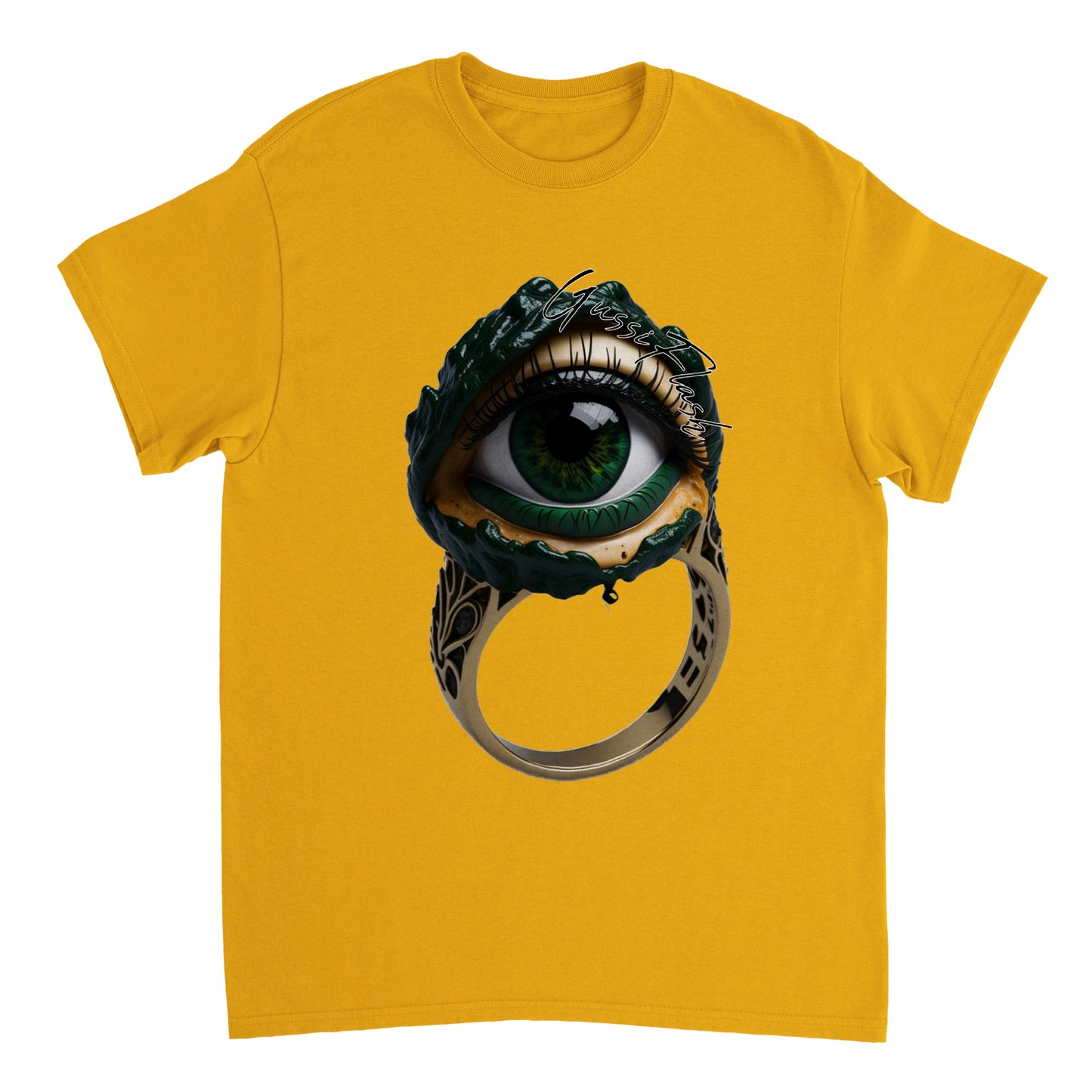 Schweres Unisex T-Shirt mit Rundhalsausschnitt und Gussiflash Logo
