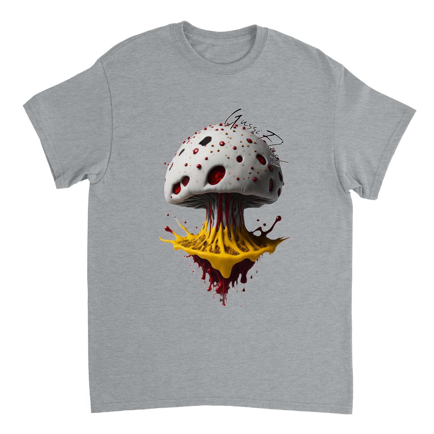 Schweres Unisex T-Shirt mit Rundhalsausschnitt und Gussiflash Logo