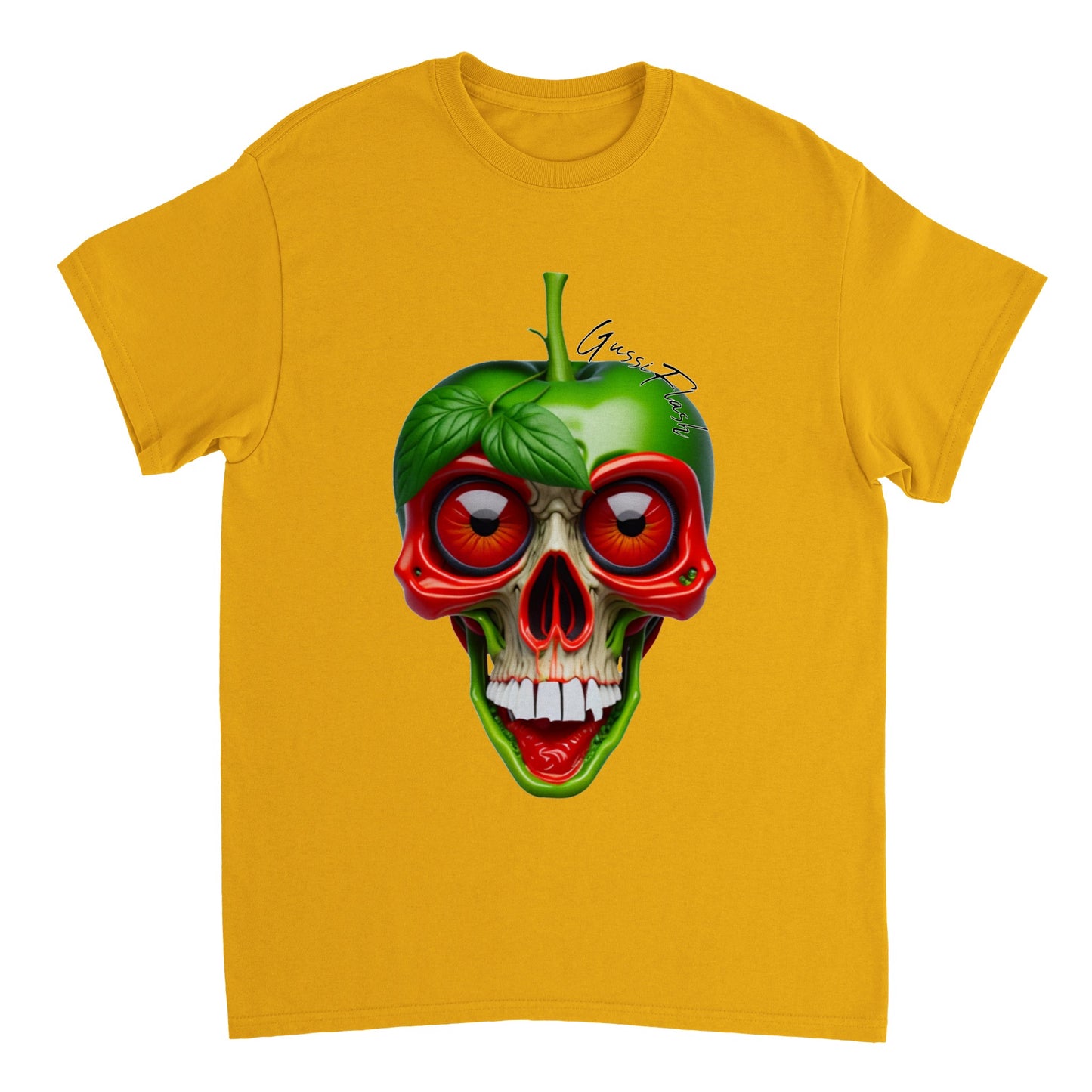 Schweres Unisex T-Shirt mit GussiFlash Skull