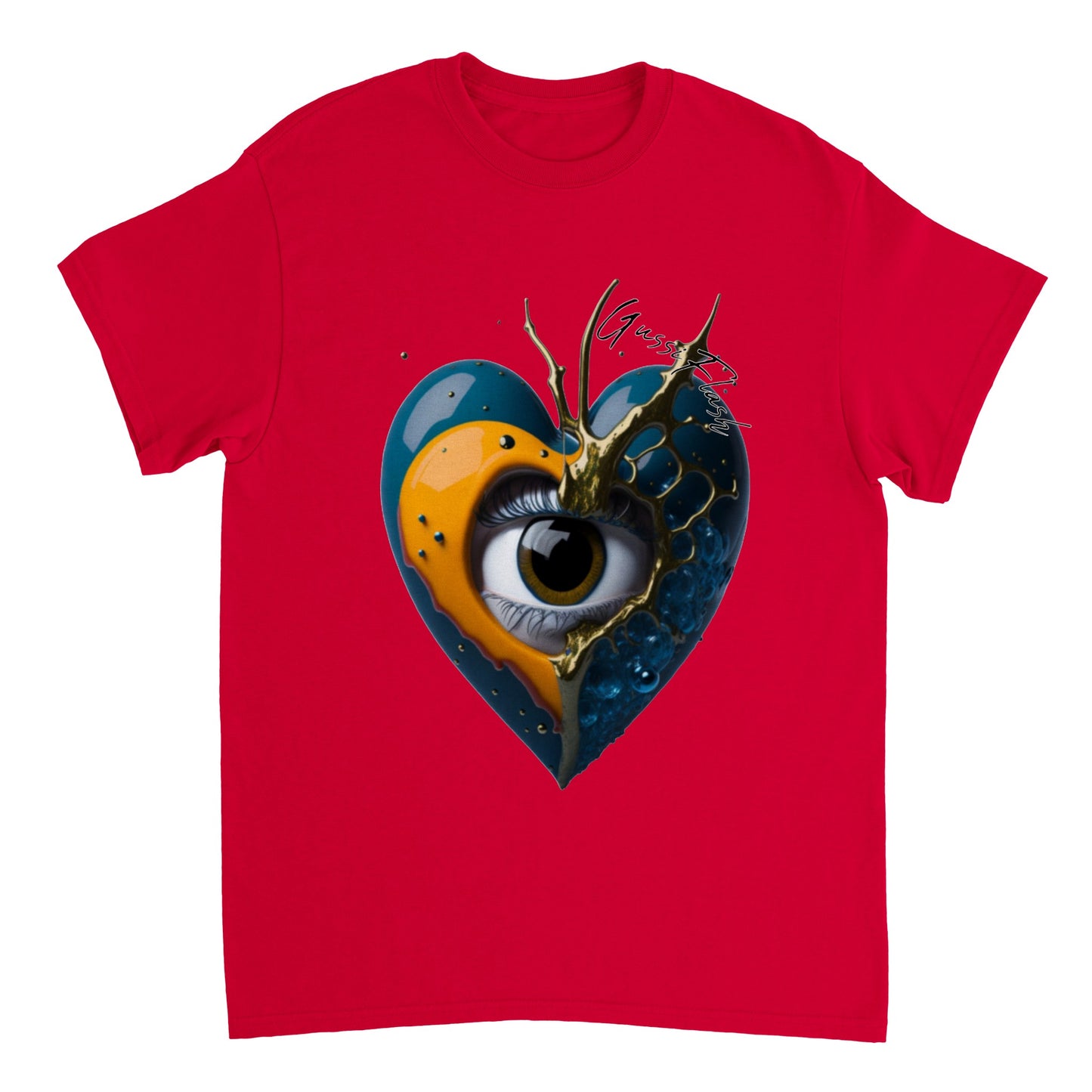 Schweres Unisex T-Shirt mit Rundhalsausschnitt und Gussiflash Logo