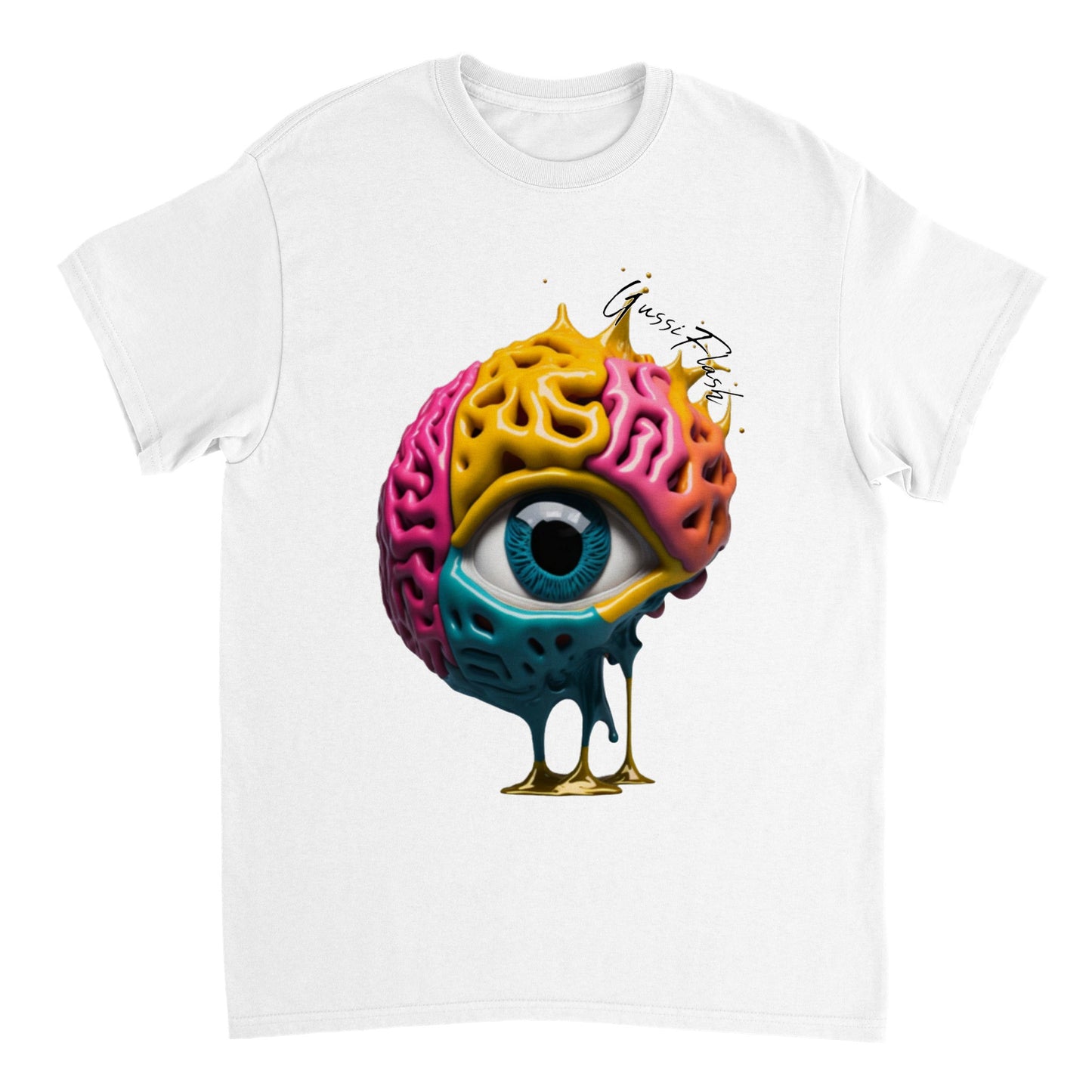 Schweres Unisex T-Shirt mit Rundhalsausschnitt und Gussiflash Logo