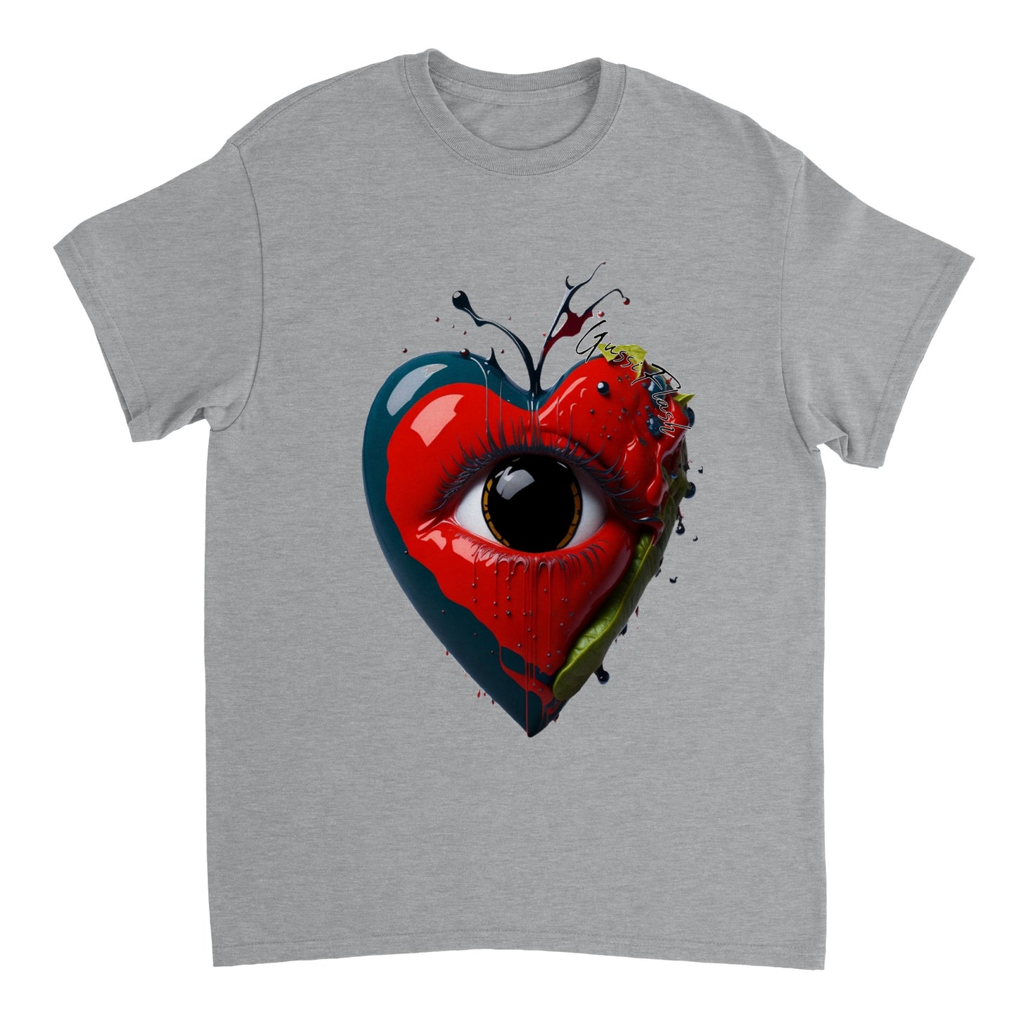 Schweres Unisex T-Shirt mit Rundhalsausschnitt und Gussiflash Logo