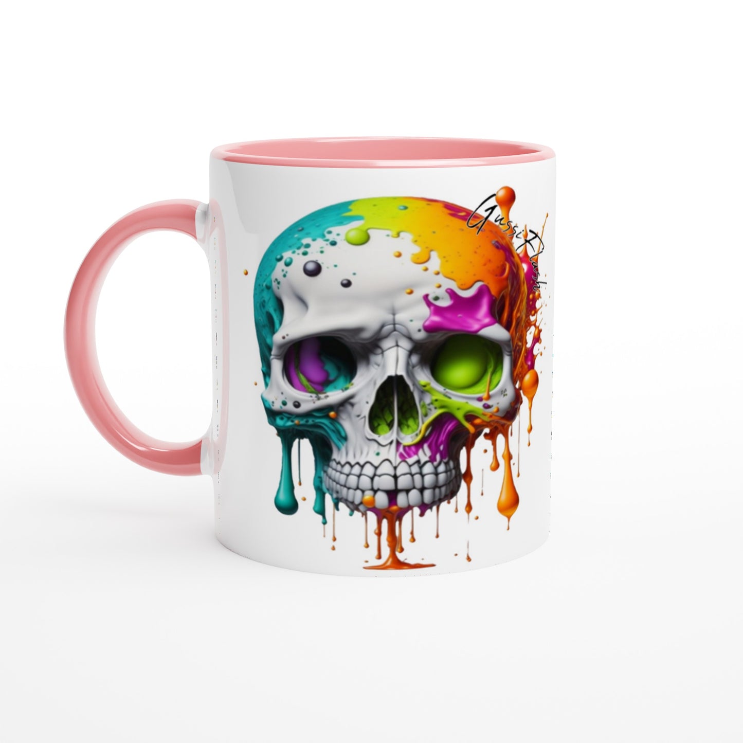 Weiße Keramiktasse Farbe an der Innenseite