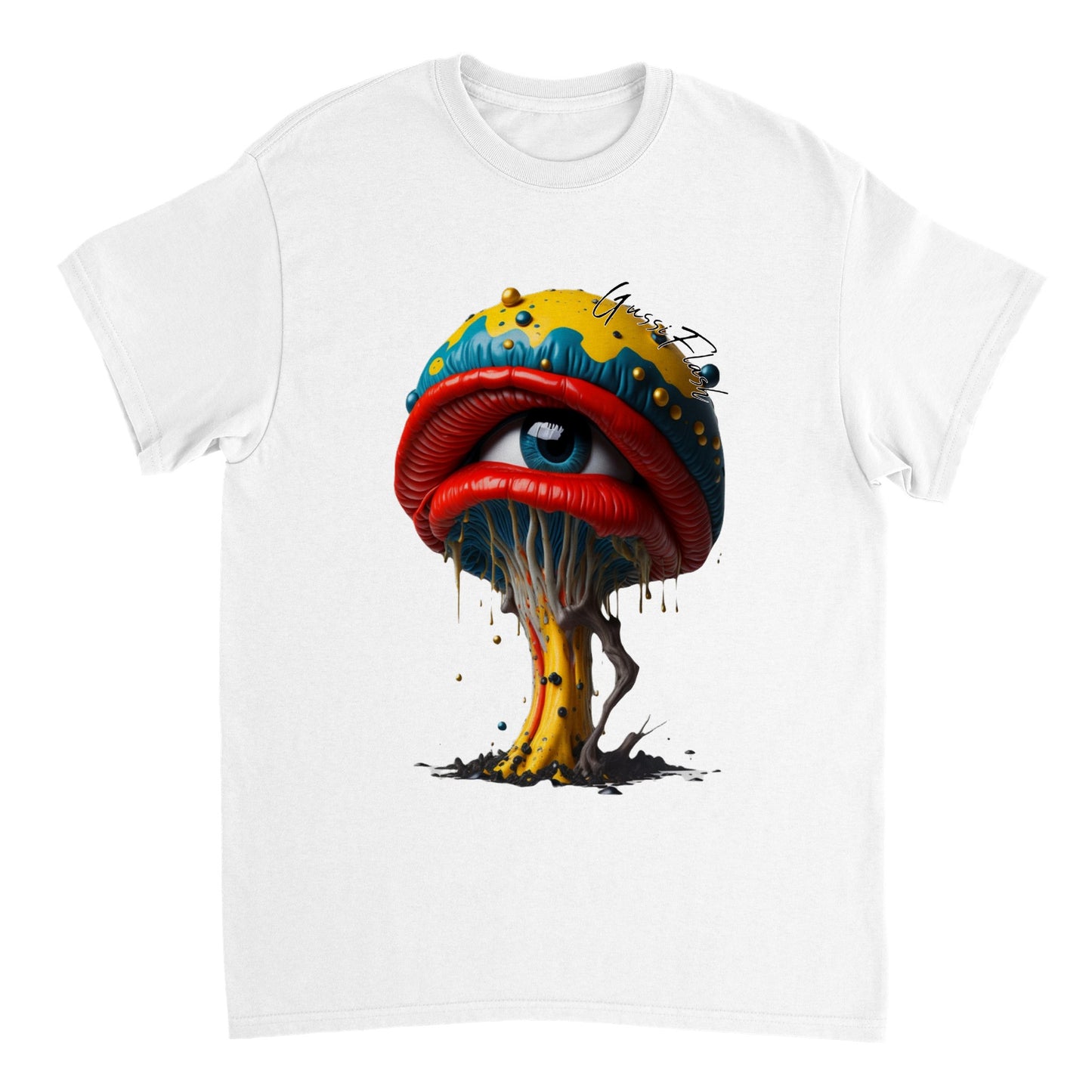 Schweres Unisex T-Shirt mit Rundhalsausschnitt und Gussiflash Logo