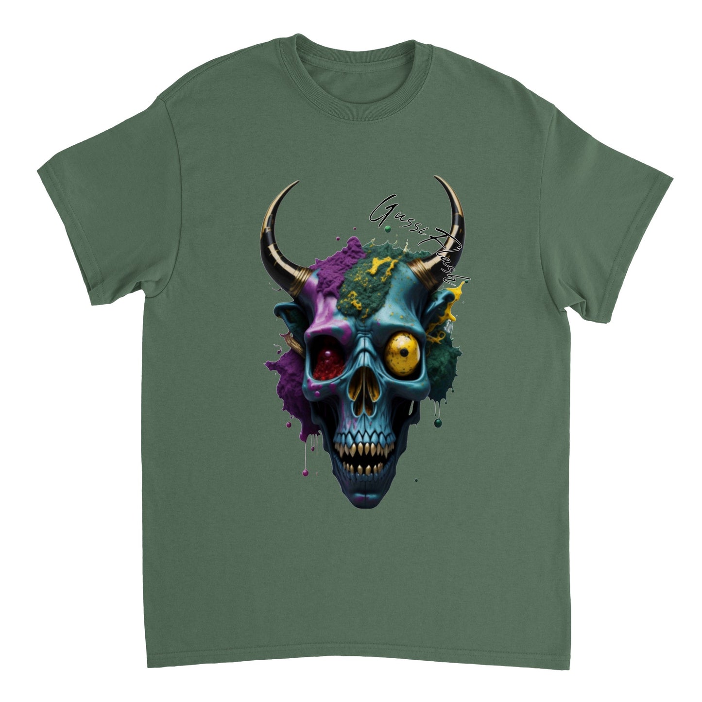 Schweres Unisex T-Shirt mit GussiFlash Skull