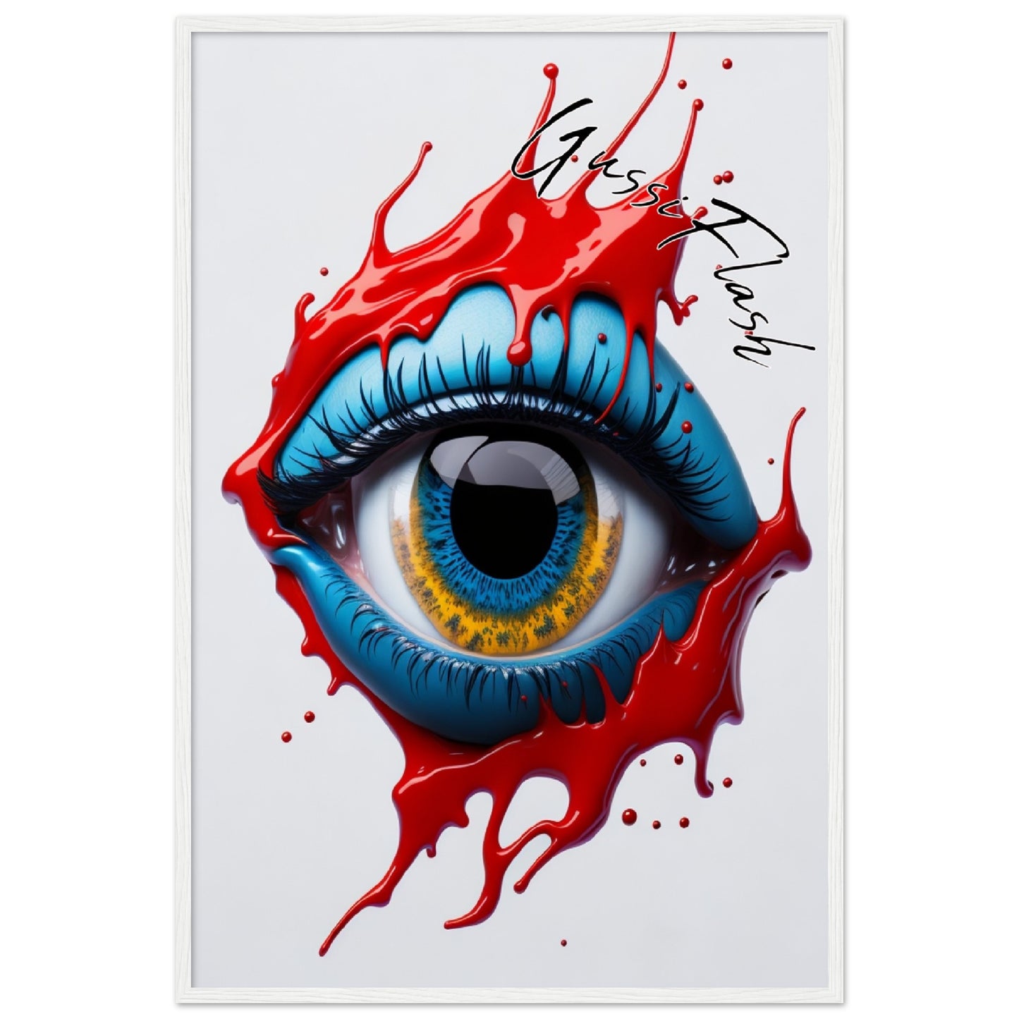 GussiFlash Premium-Poster aus mattem Papier mit Holzrahmen