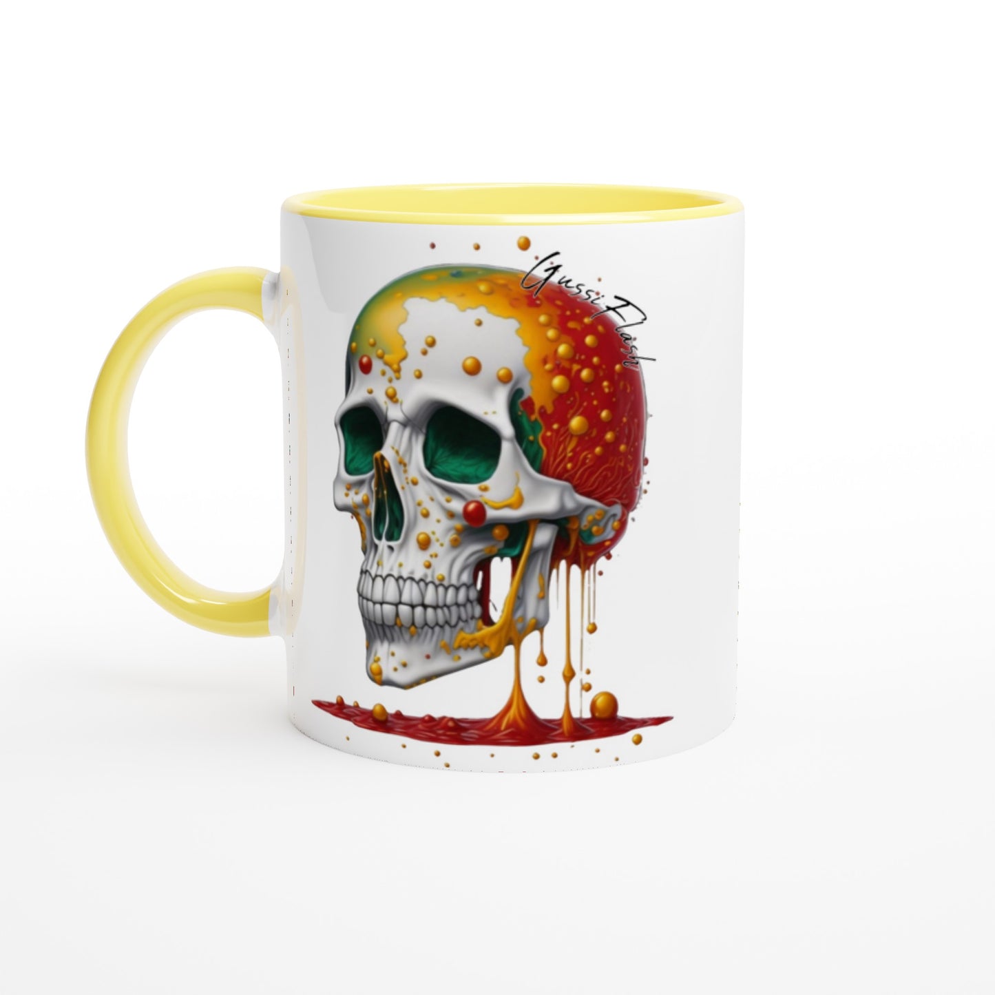 Weiße Keramiktasse Farbe an der Innenseite