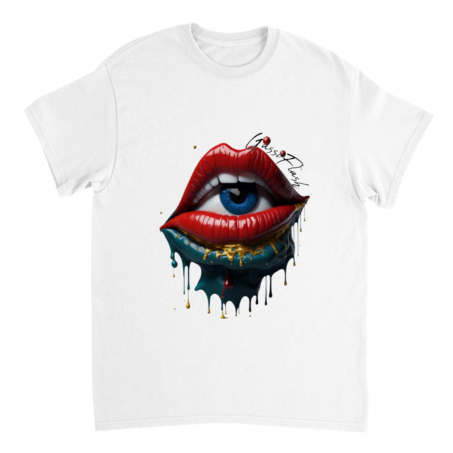 Schweres Unisex T-Shirt mit Rundhalsausschnitt und Gussiflash Logo