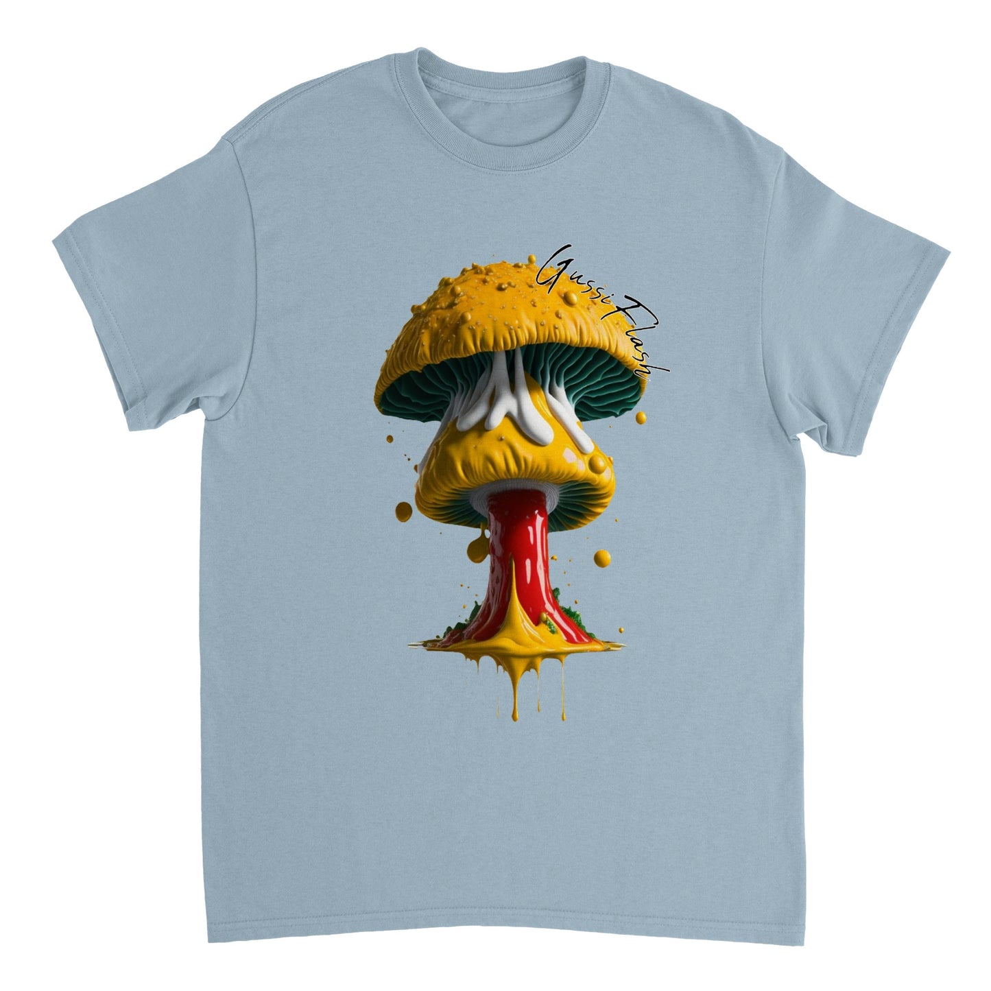 Schweres Unisex T-Shirt mit Rundhalsausschnitt und Gussiflash Logo