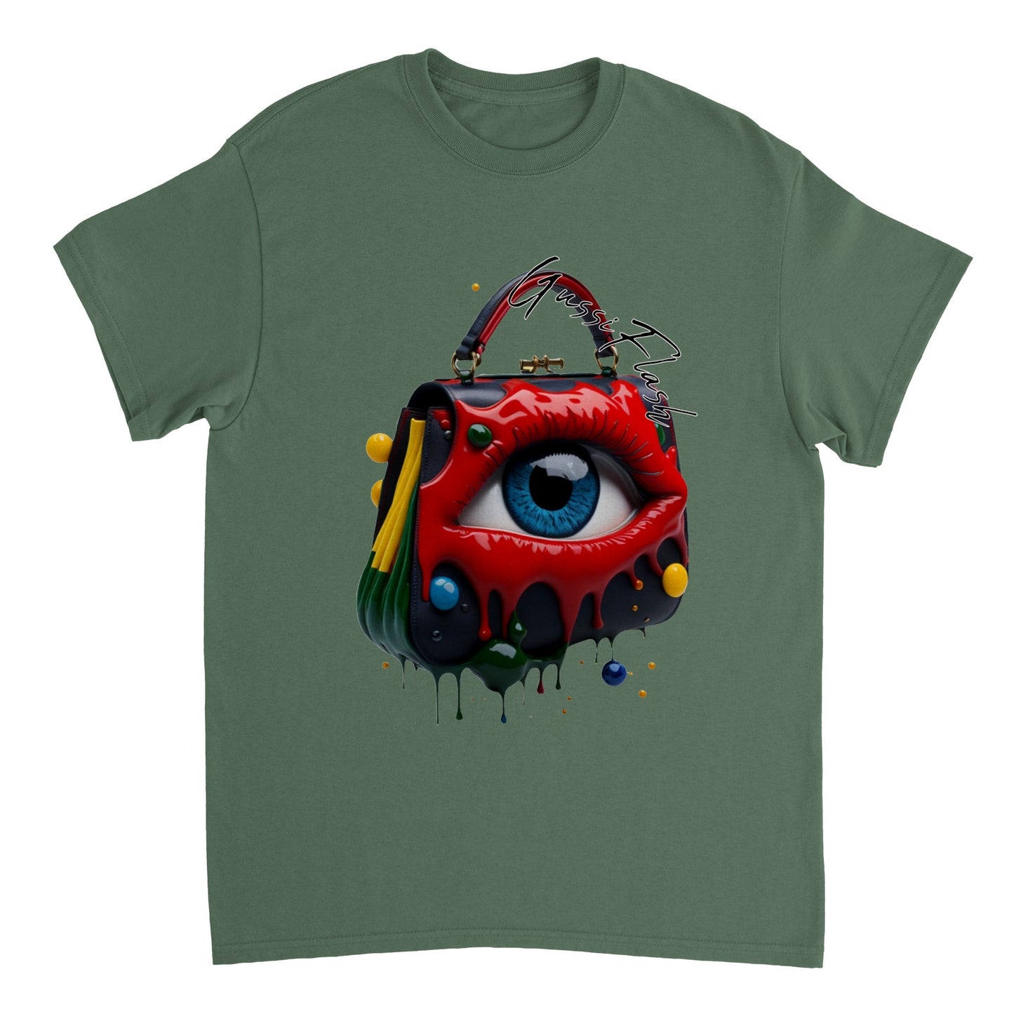 Schweres Unisex T-Shirt mit Rundhalsausschnitt und Gussiflash Logo