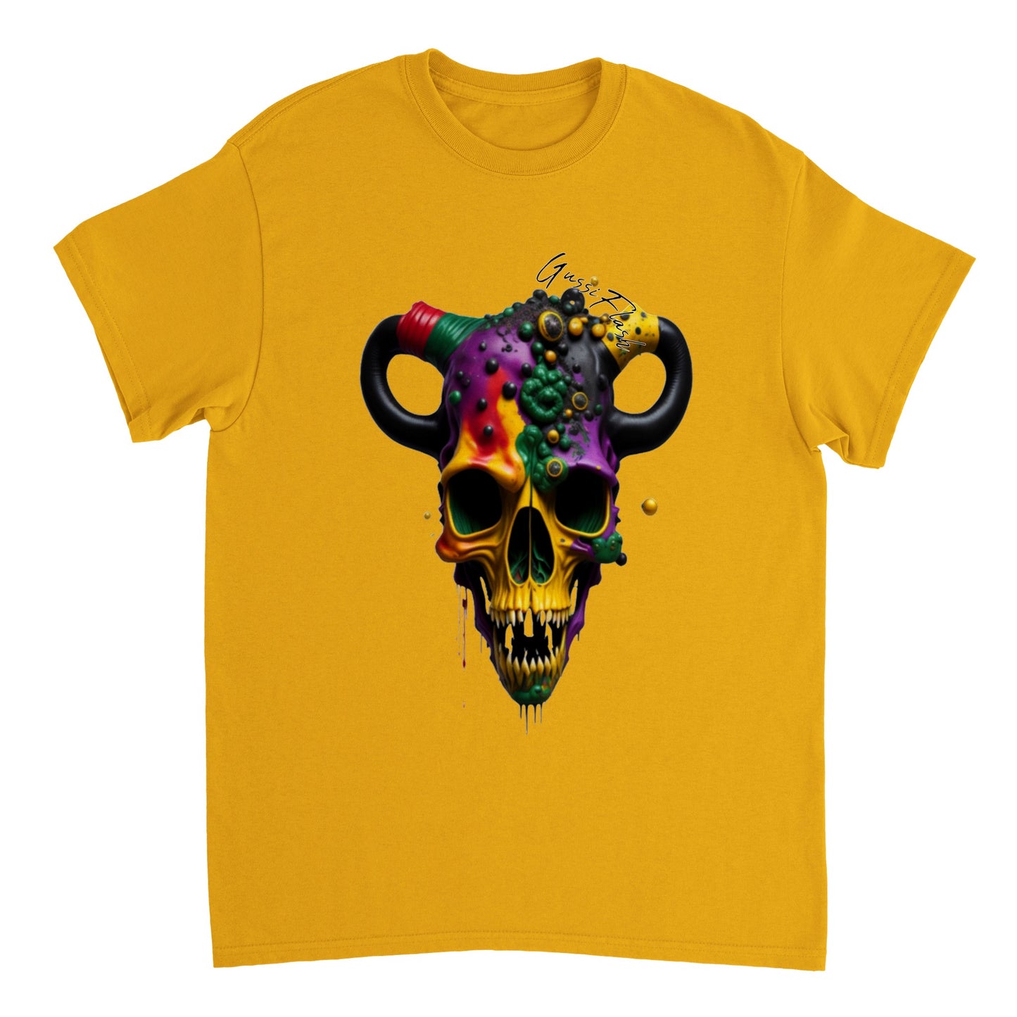 Schweres Unisex T-Shirt mit GussiFlash Skull