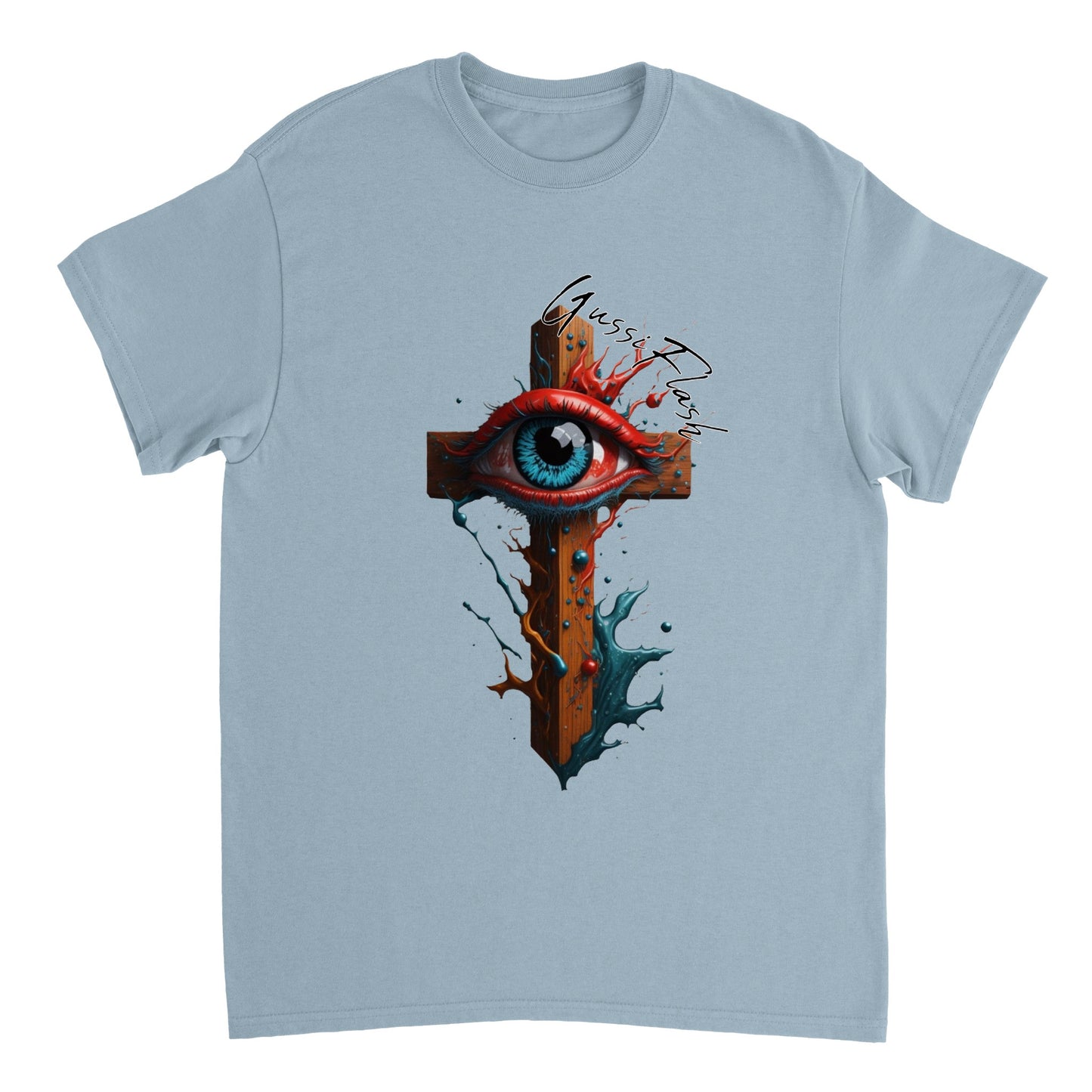 Schweres Unisex T-Shirt mit Rundhalsausschnitt und Gussiflash Logo