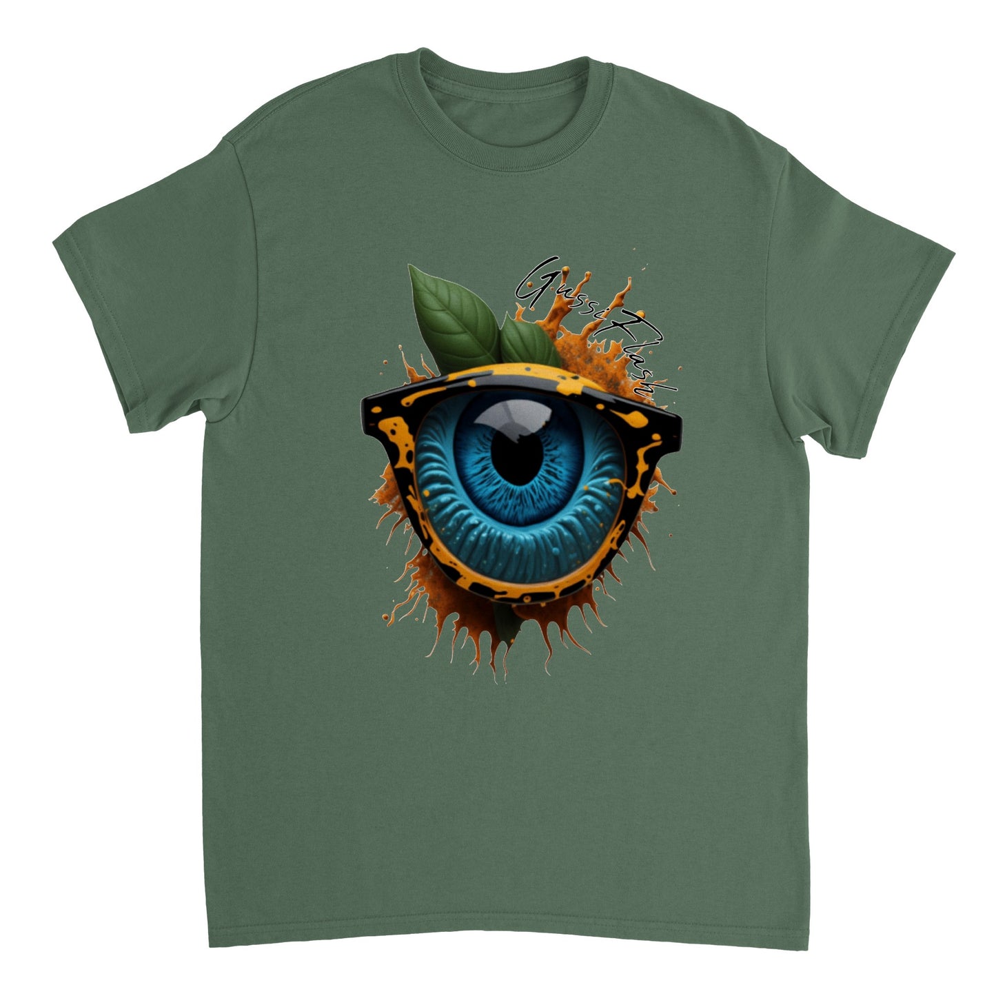 Schweres Unisex T-Shirt mit Rundhalsausschnitt und Gussiflash Logo