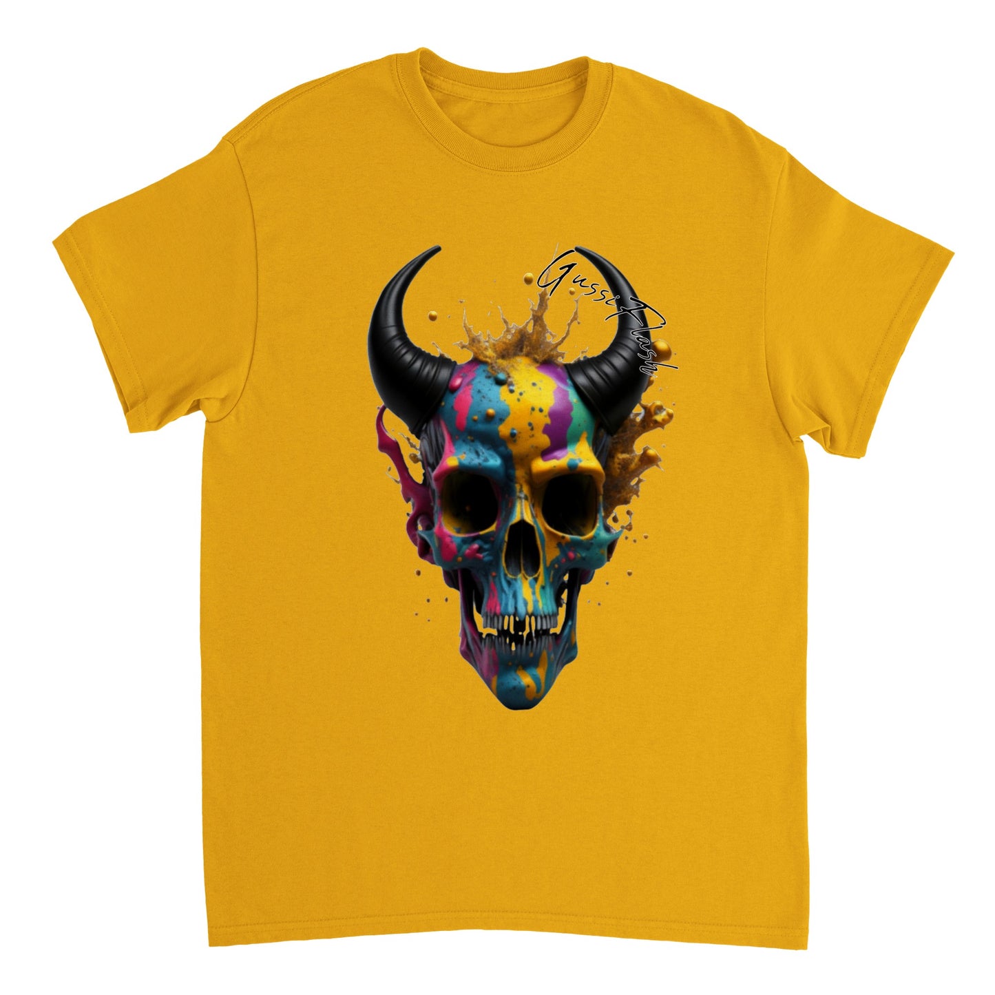 Schweres Unisex T-Shirt mit GussiFlash Skull