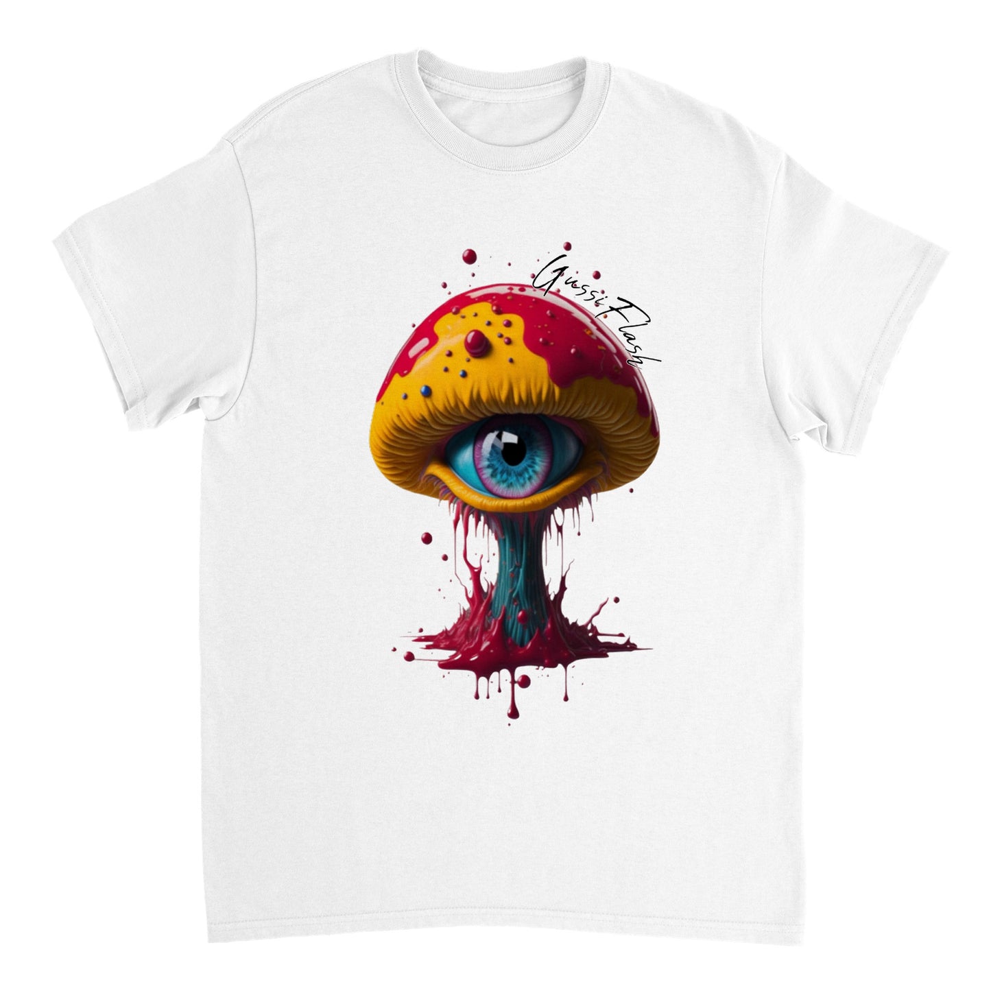 Schweres Unisex T-Shirt mit Rundhalsausschnitt und Gussiflash Logo