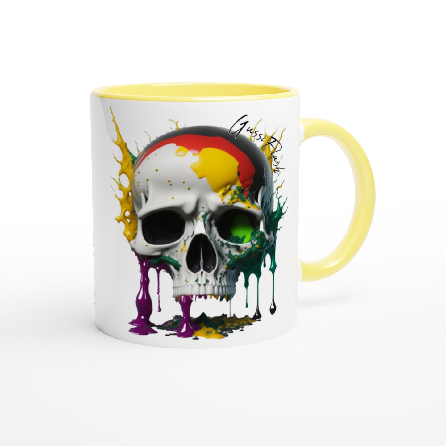 Weiße Keramiktasse Farbe an der Innenseite