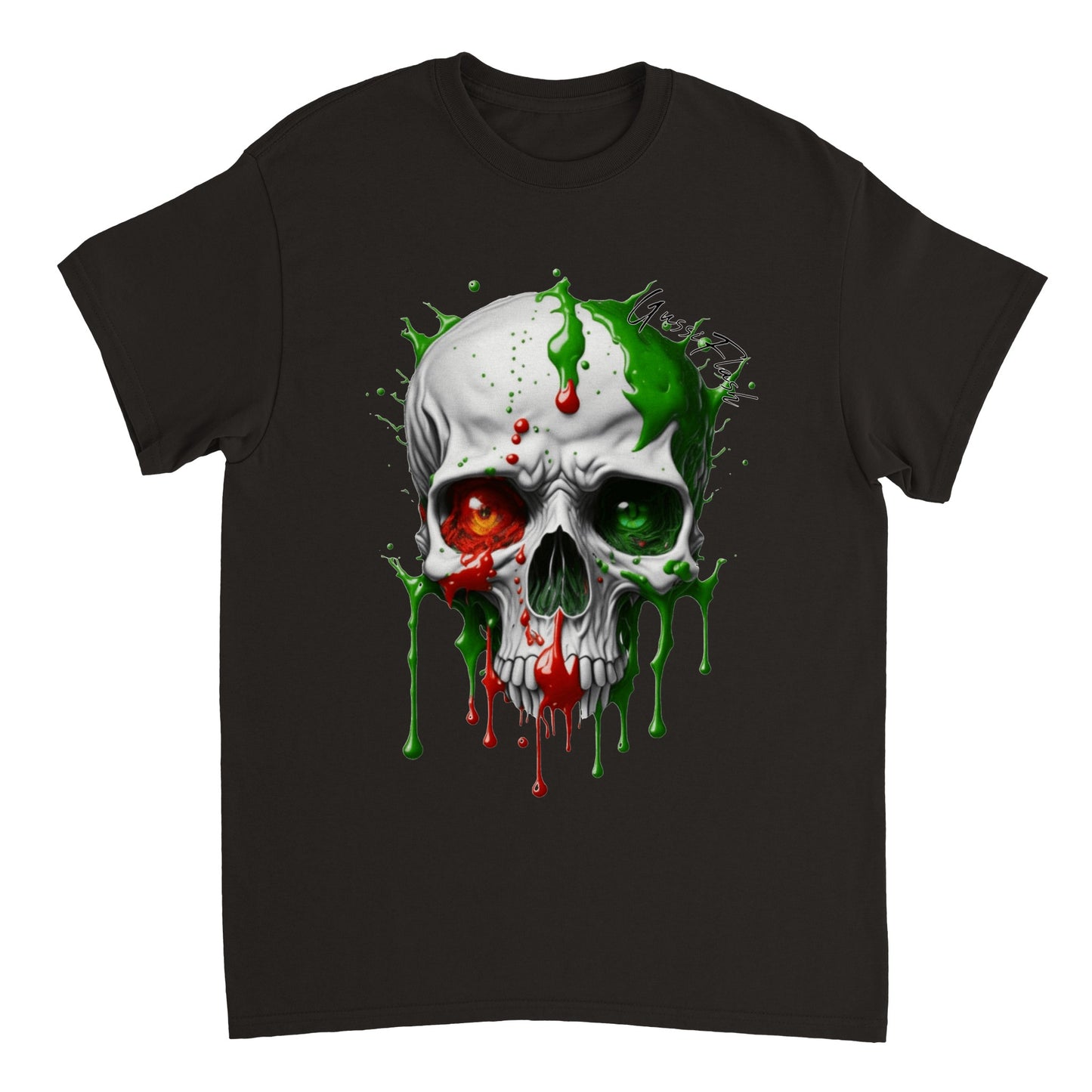 Schweres Unisex T-Shirt mit GussiFlash Skull