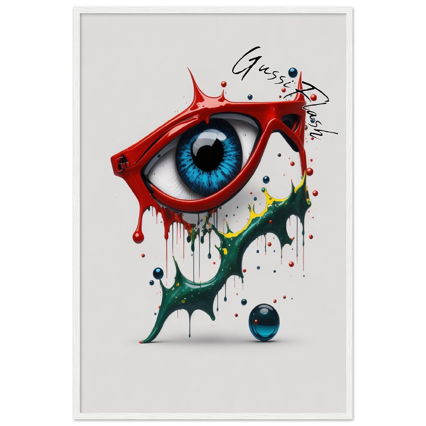 GussiFlash Premium-Poster aus mattem Papier mit Holzrahmen