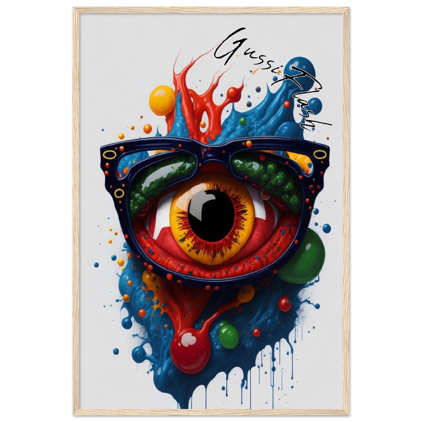 GussiFlash Premium-Poster aus mattem Papier mit Holzrahmen