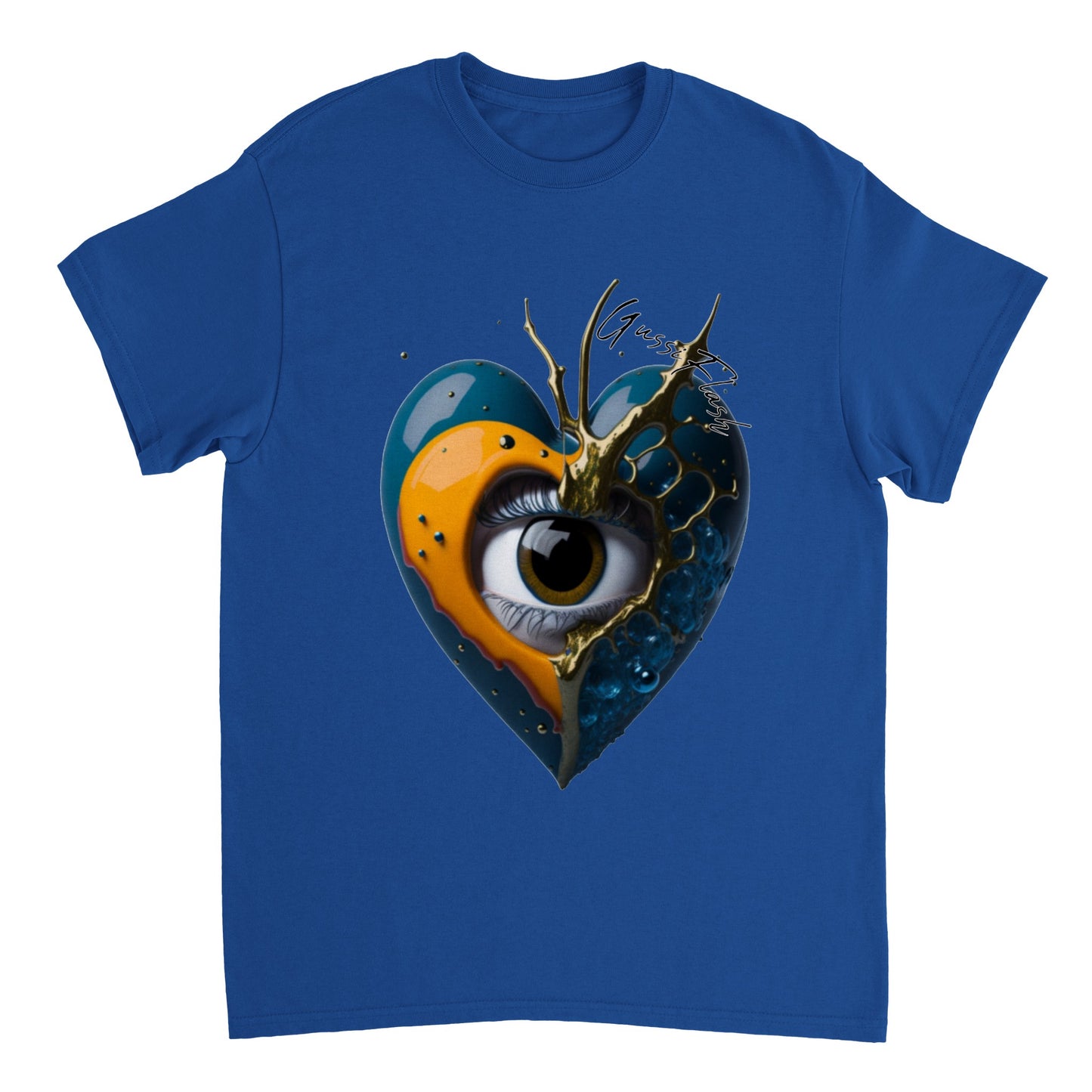 Schweres Unisex T-Shirt mit Rundhalsausschnitt und Gussiflash Logo