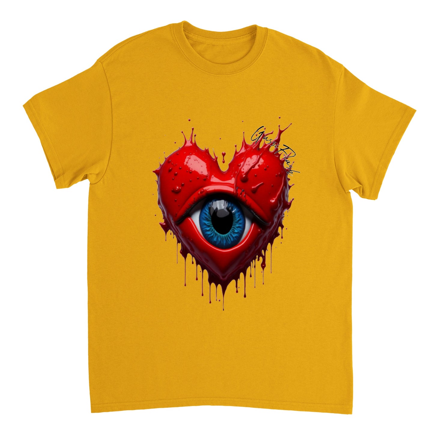 Schweres Unisex T-Shirt mit Rundhalsausschnitt und Gussiflash Logo