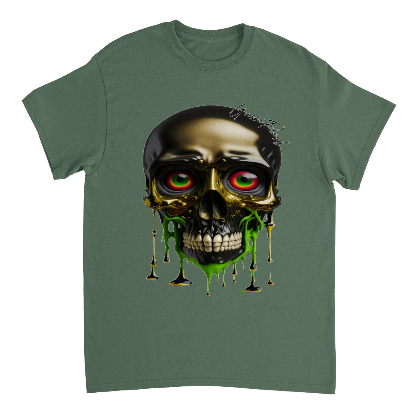 Schweres Unisex T-Shirt mit GussiFlash Skull
