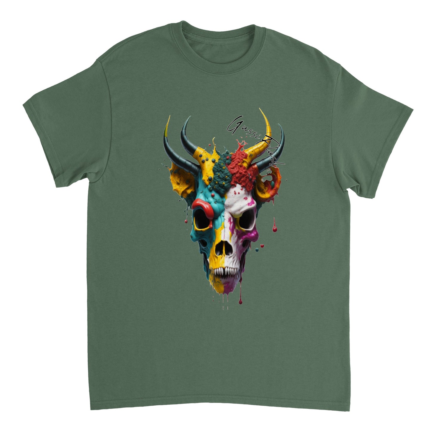 Schweres Unisex T-Shirt mit GussiFlash Skull