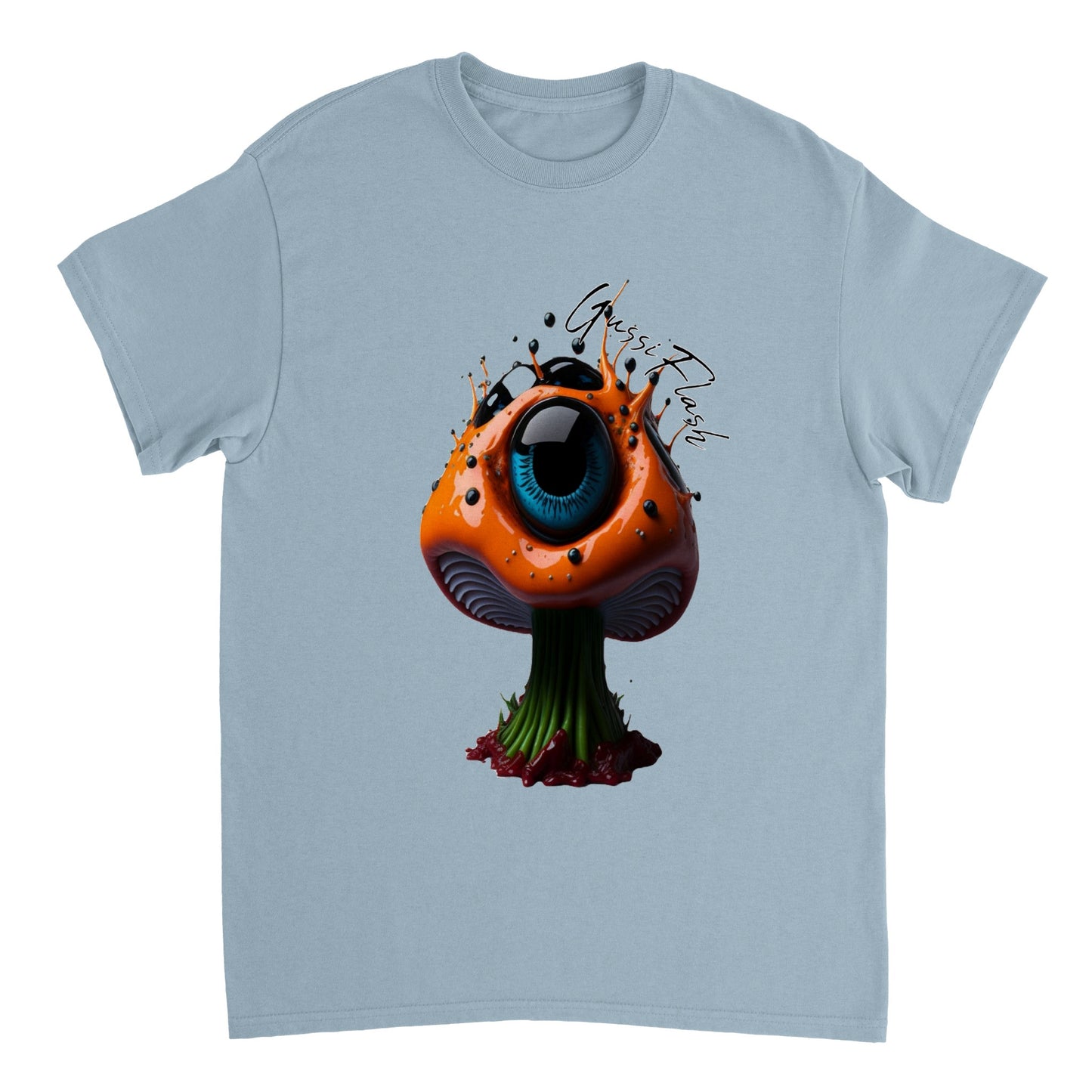 Schweres Unisex T-Shirt mit Rundhalsausschnitt und Gussiflash Logo