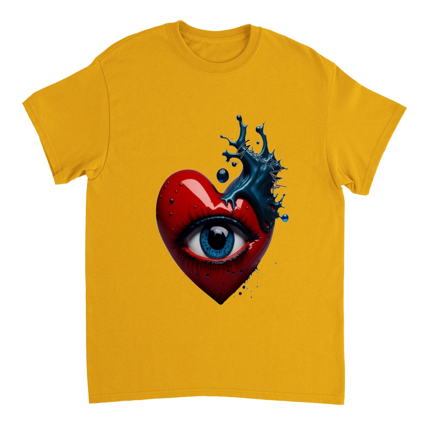 Schweres Unisex T-Shirt mit Rundhalsausschnitt und Gussiflash Logo