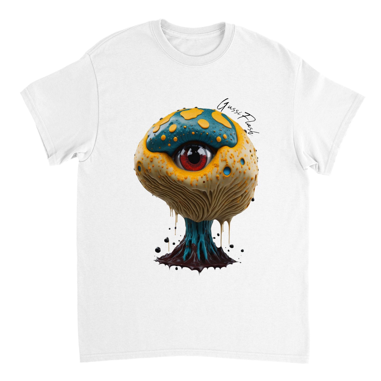 Schweres Unisex T-Shirt mit Rundhalsausschnitt und Gussiflash Logo