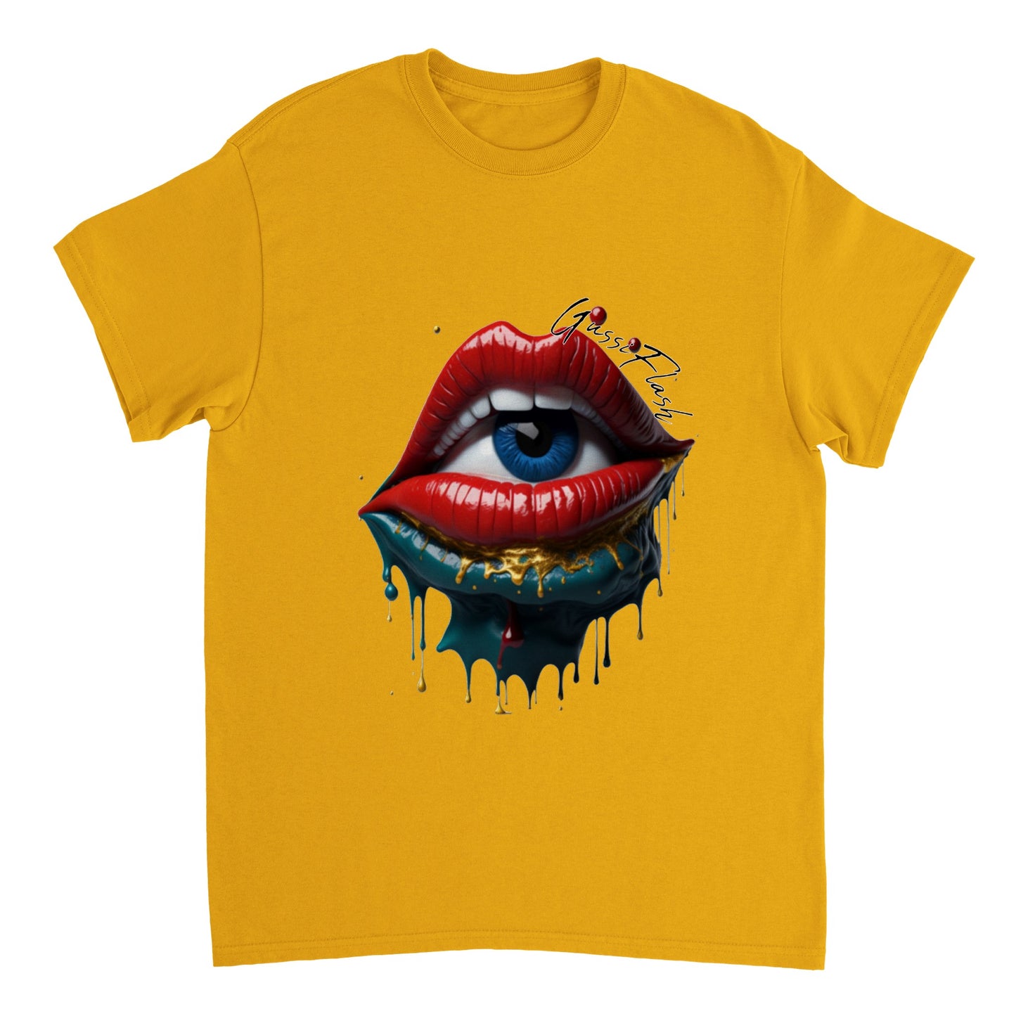 Schweres Unisex T-Shirt mit Rundhalsausschnitt und Gussiflash Logo