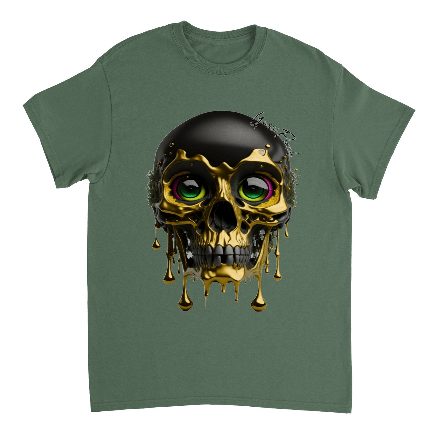 Schweres Unisex T-Shirt mit GussiFlash Skull